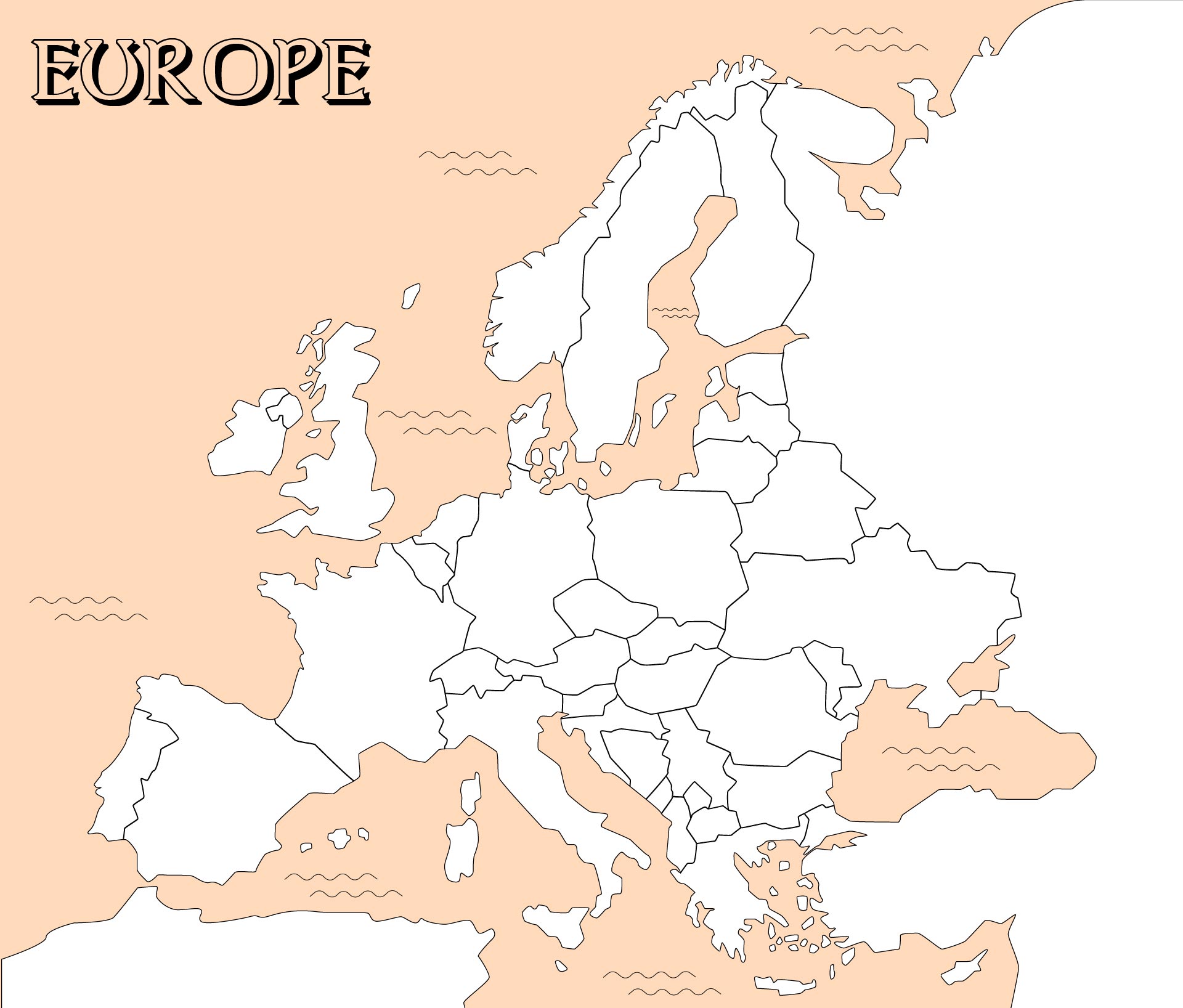 Europe Map Outline Printable
