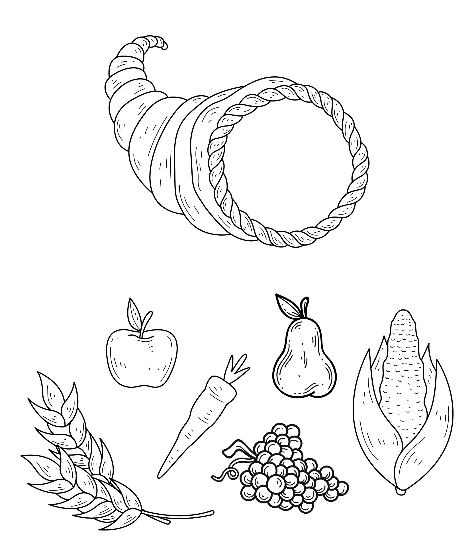 Cornucopia Fruit and Vegetable Printables