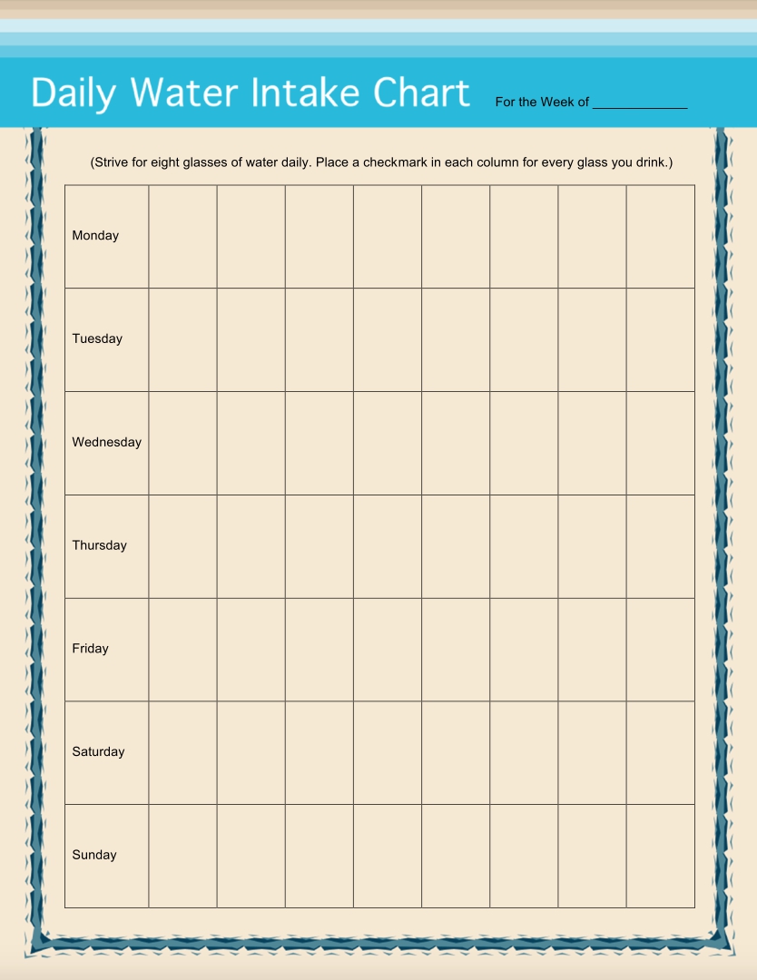 Printable Daily Fluid Intake Chart