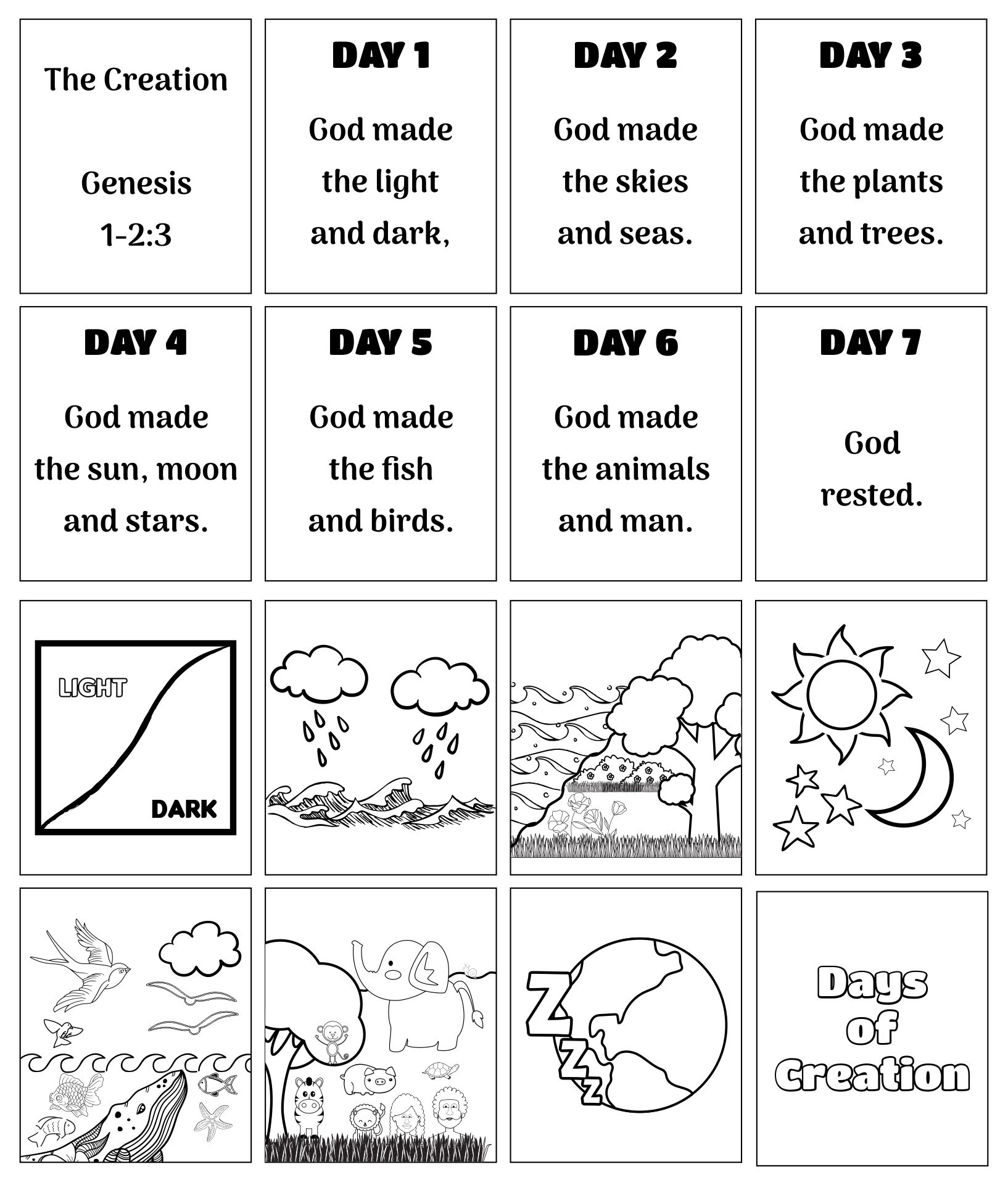 Days of Creation Printables