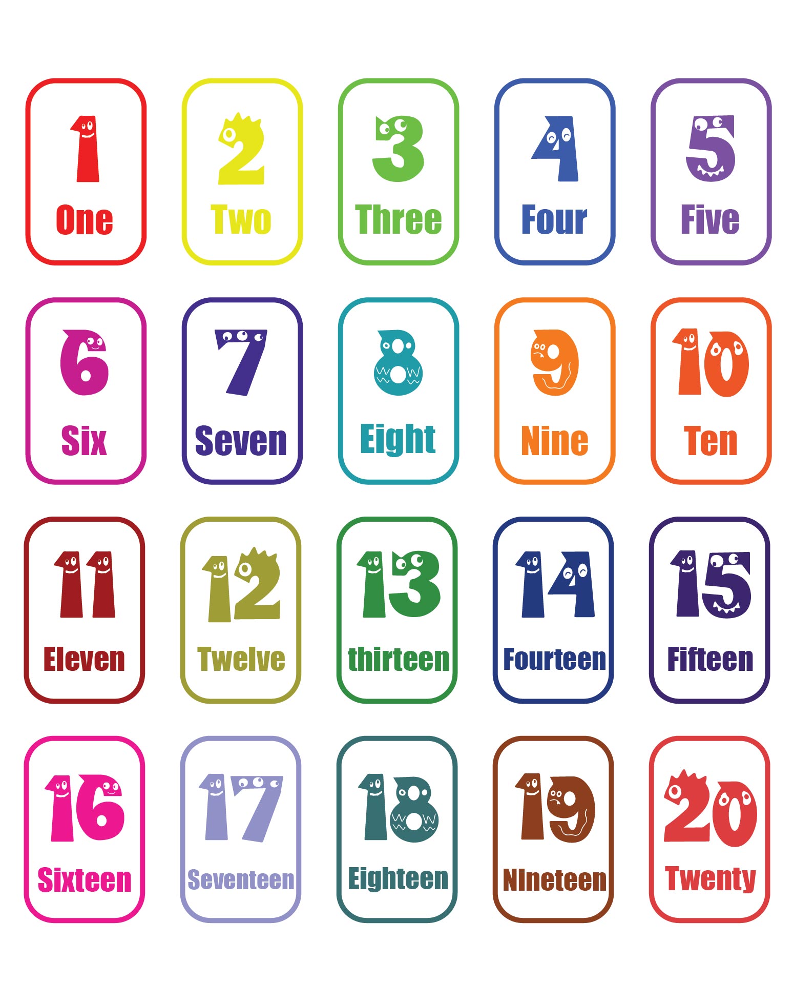 10 Best Printable Number Flash Cards 1-20 - printablee.com
