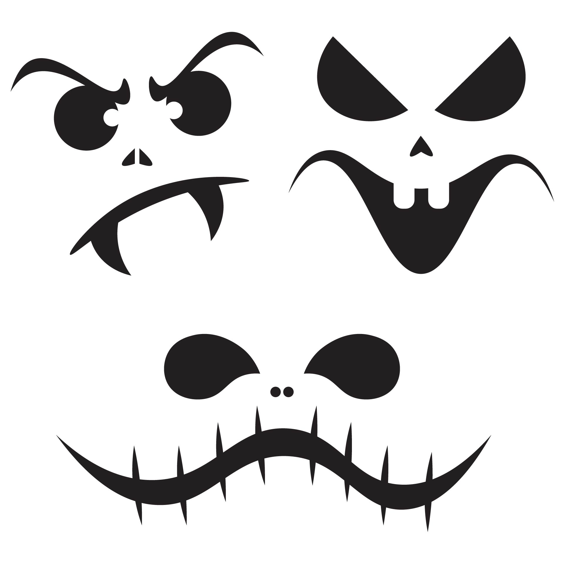 Scary Face Pumpkin Carving Patterns Printable | Printablee