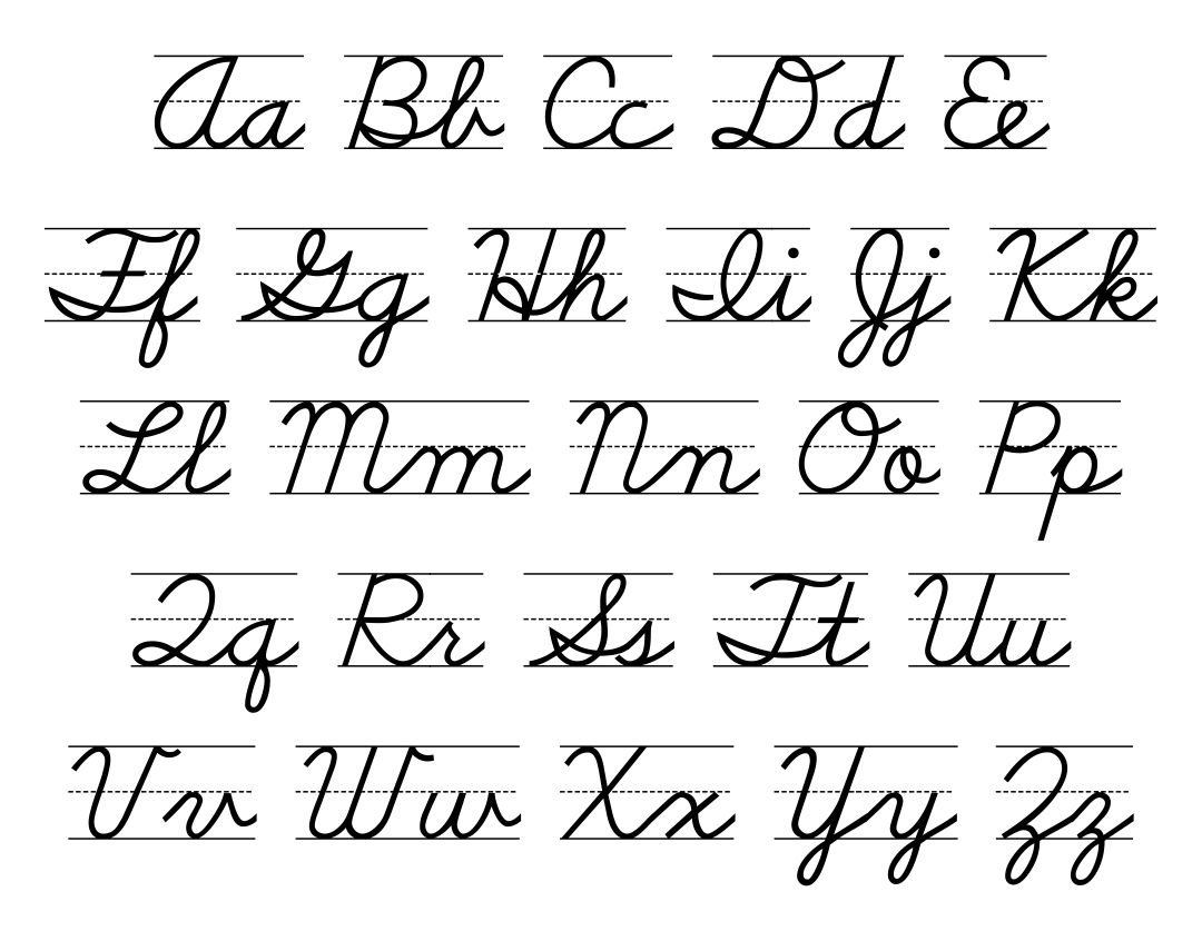 Zaner-Bloser Cursive Alphabet Printable