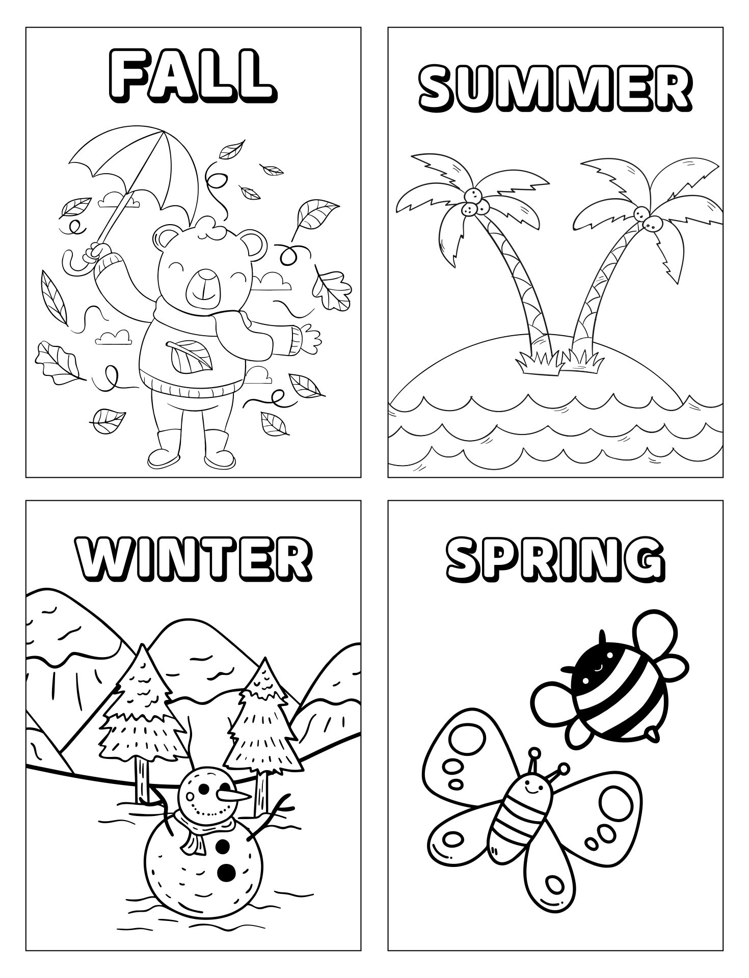 4 Seasons Coloring Pages