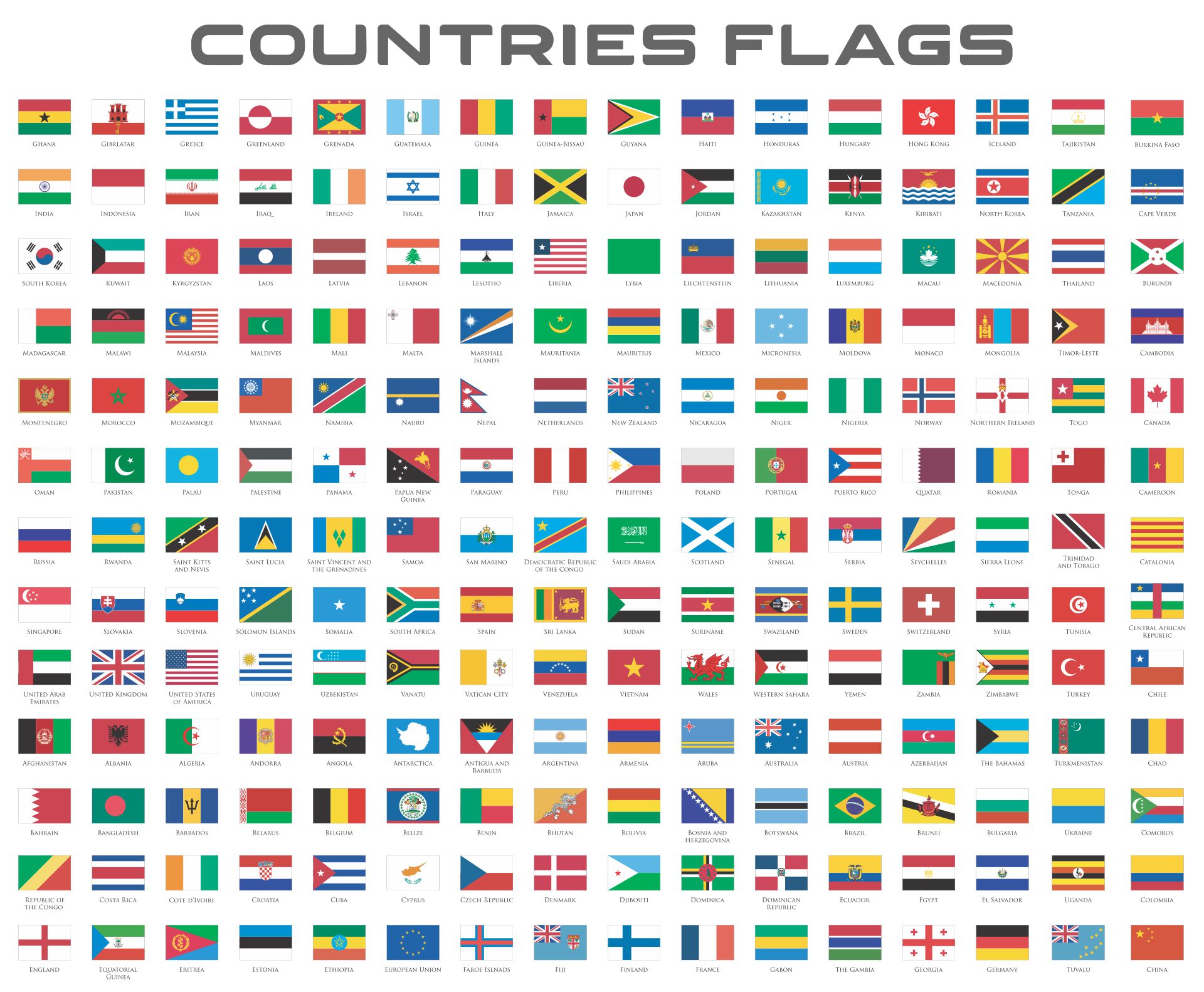 Countries Flags Printable