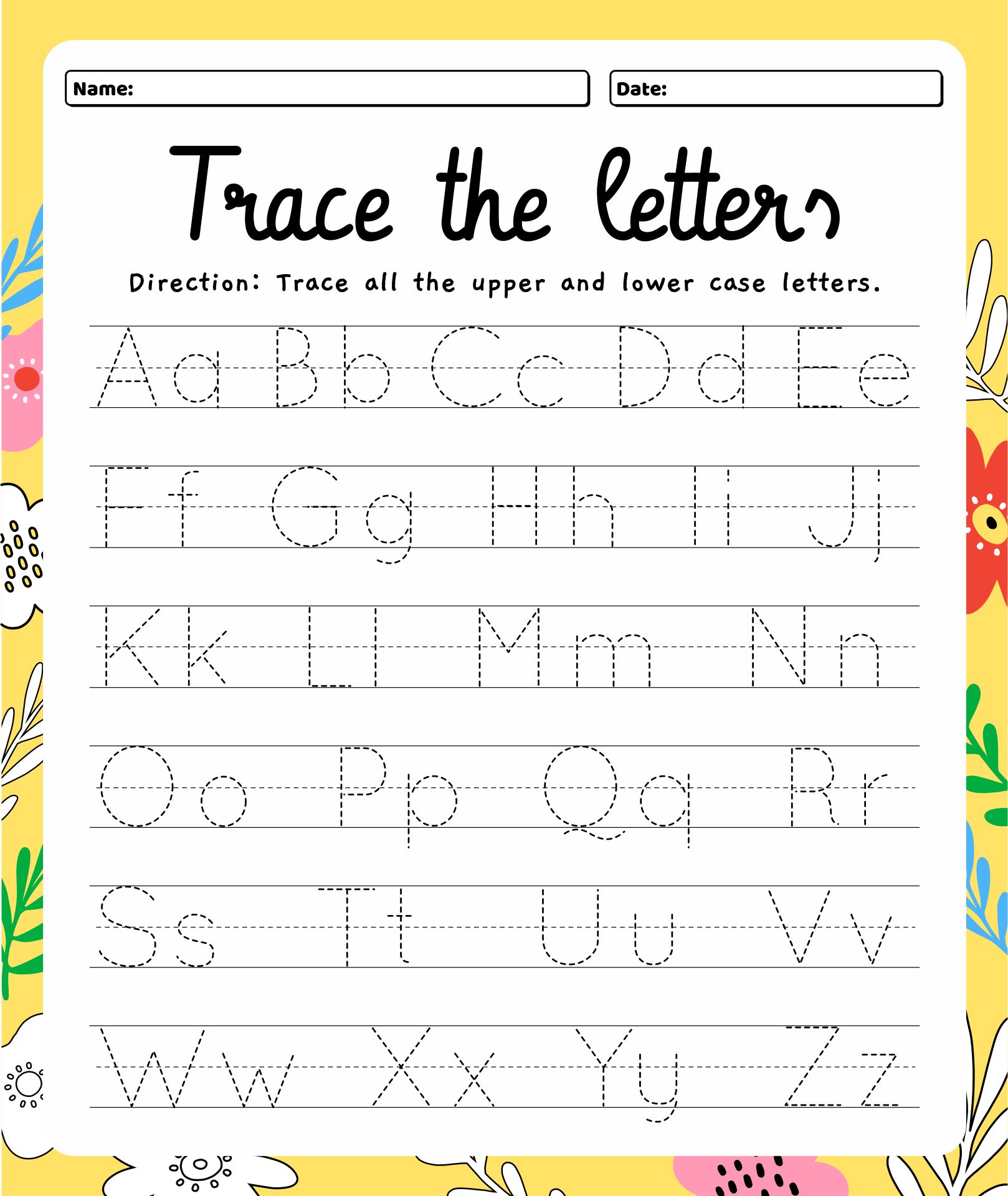 Alphabet Letter Tracing Pages