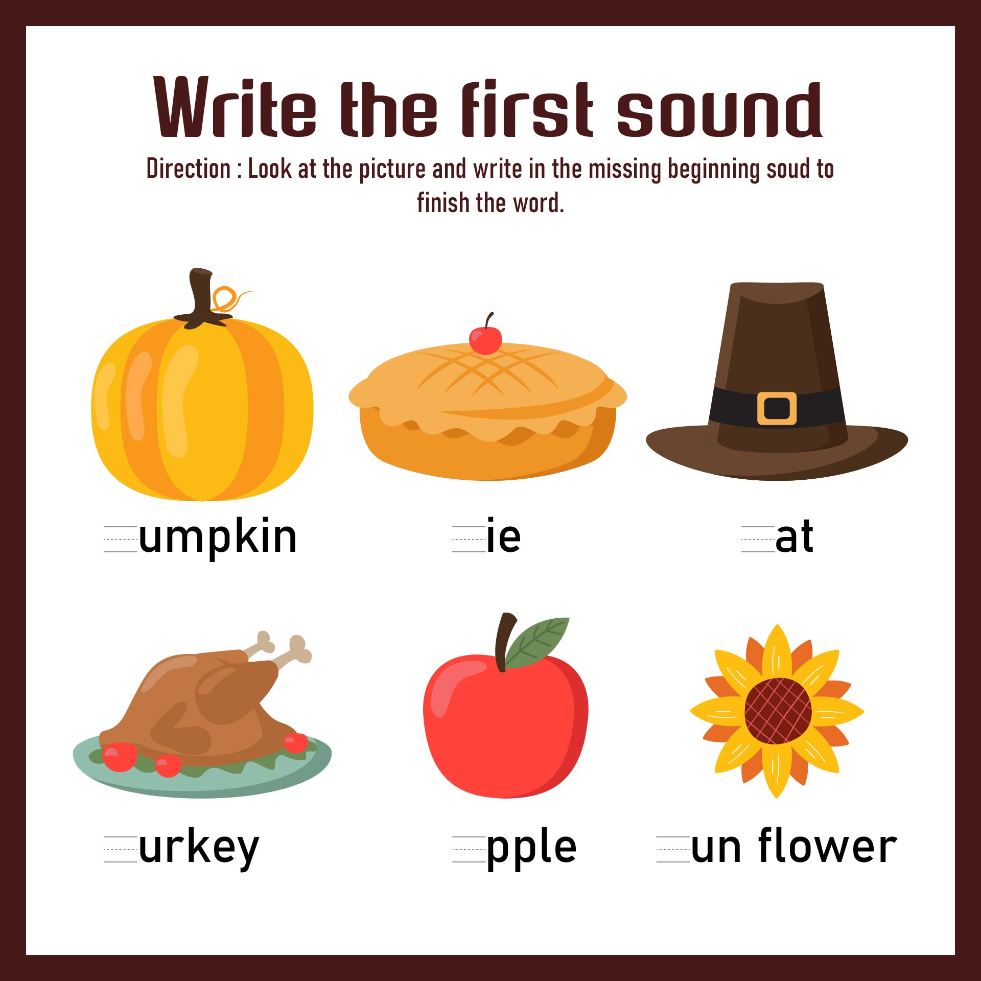  Thanksgiving Printables for Kindergarten