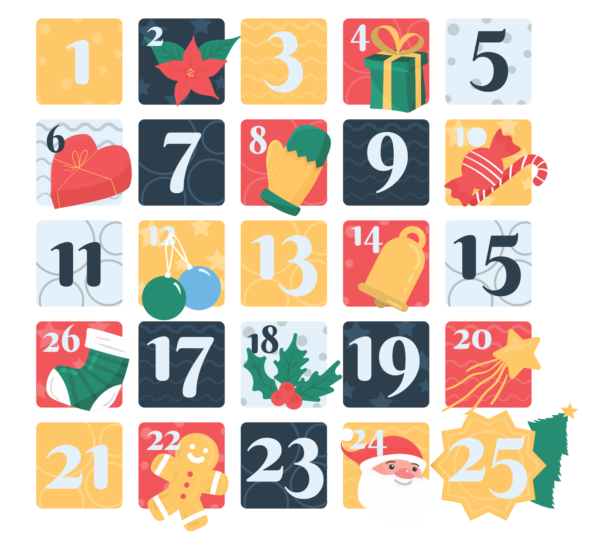 Printable Christmas Advent Numbers