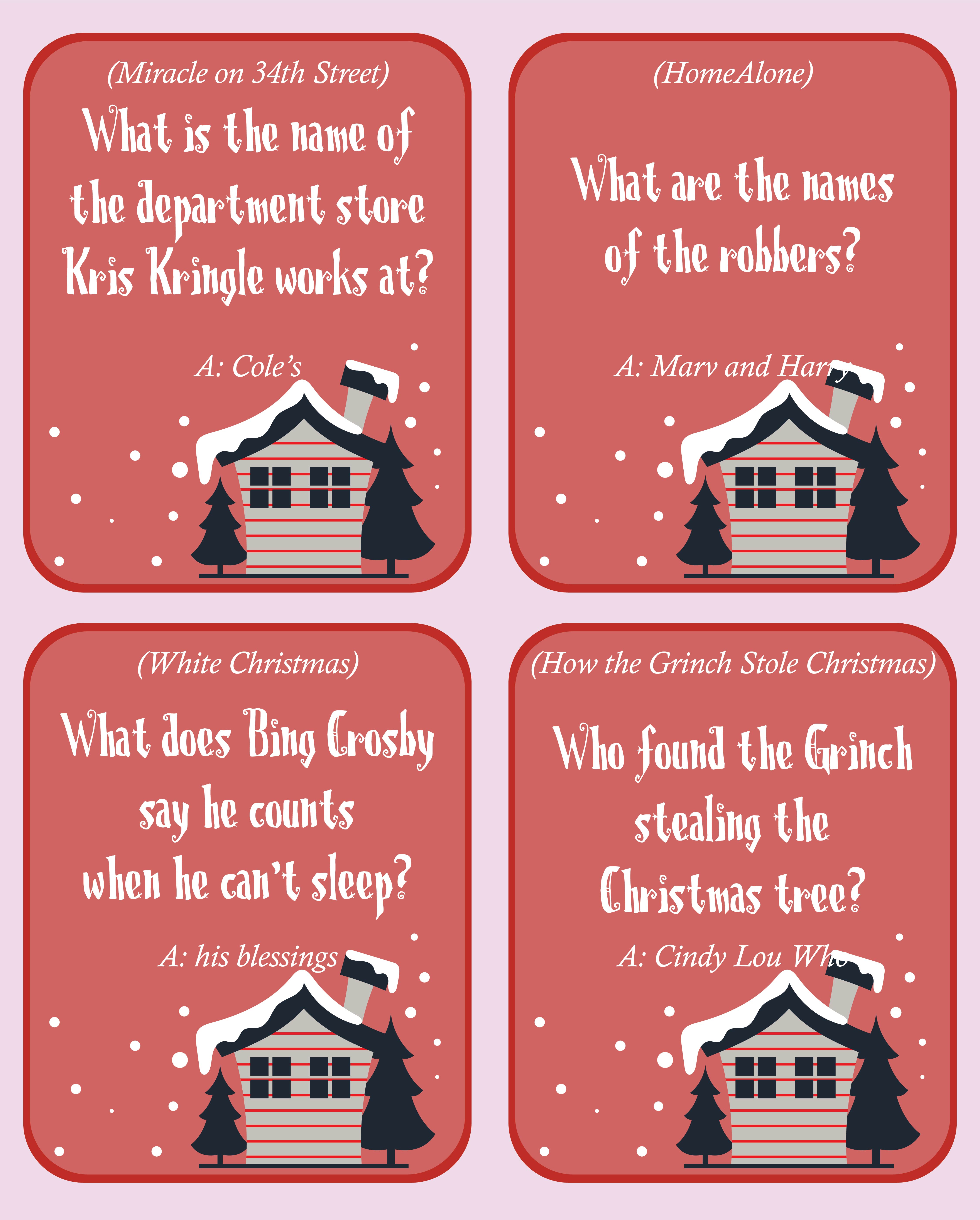 Printable Christmas Trivia Cards