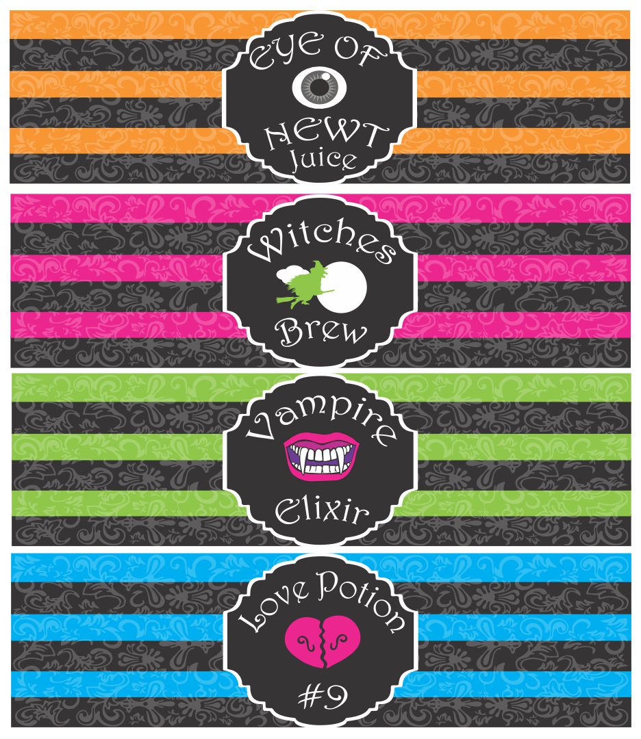 Printable Halloween Bottle Labels