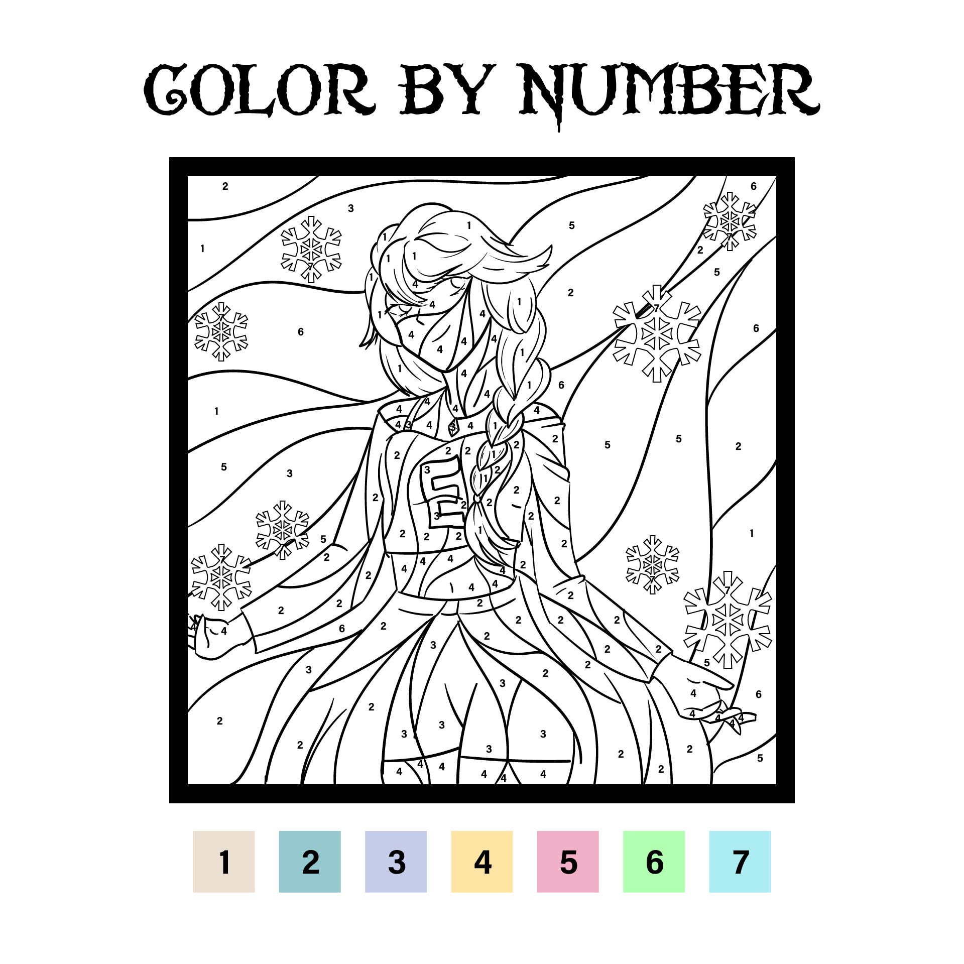 Frozen Color by Number Printables
