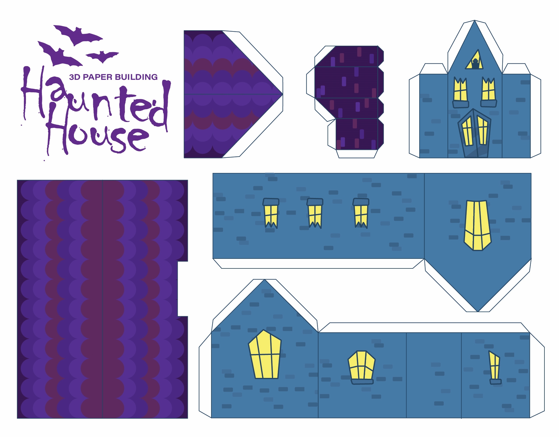 3d Paper Haunted House Template