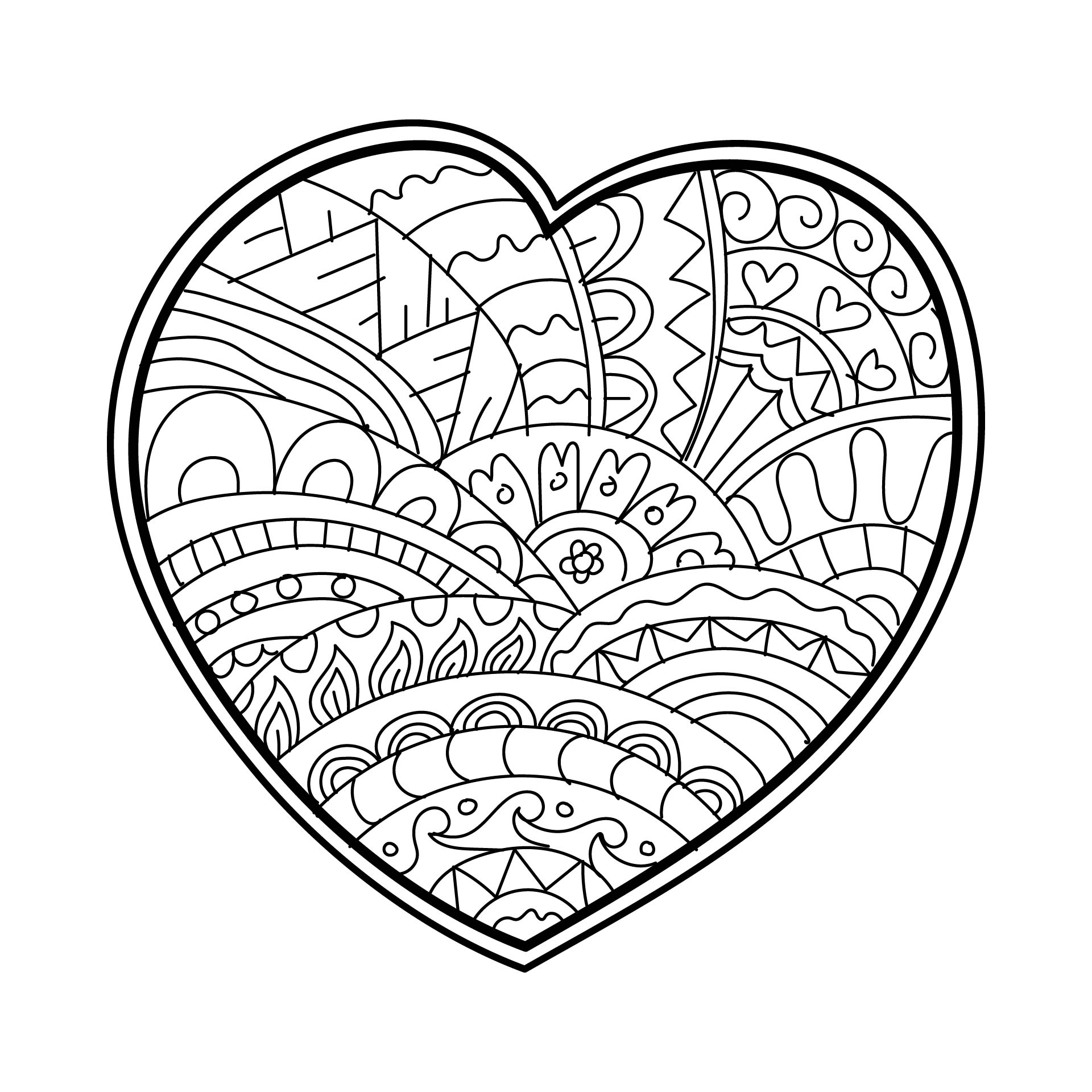 Heart Doodle Art Coloring Pages