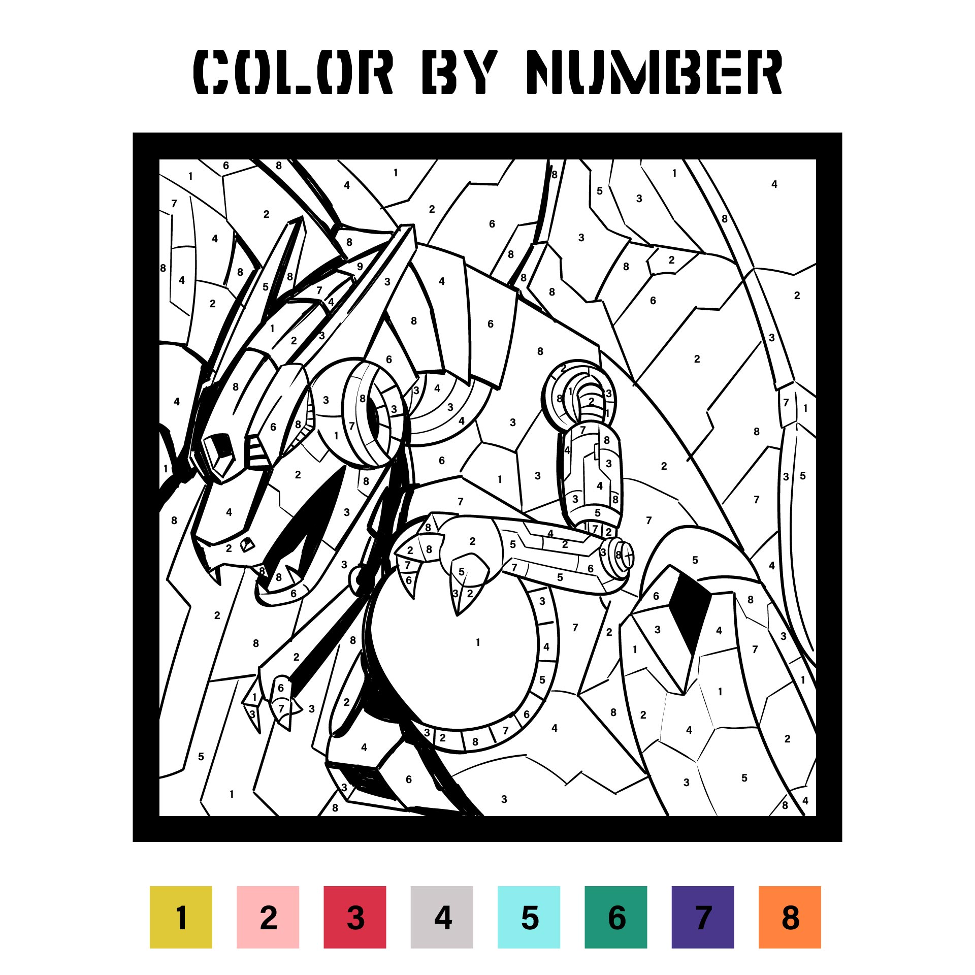 Difficult Color by Number Pages for Grown Ups HL82T  Free coloring pages,  Free printable coloring pages, Adult color by number