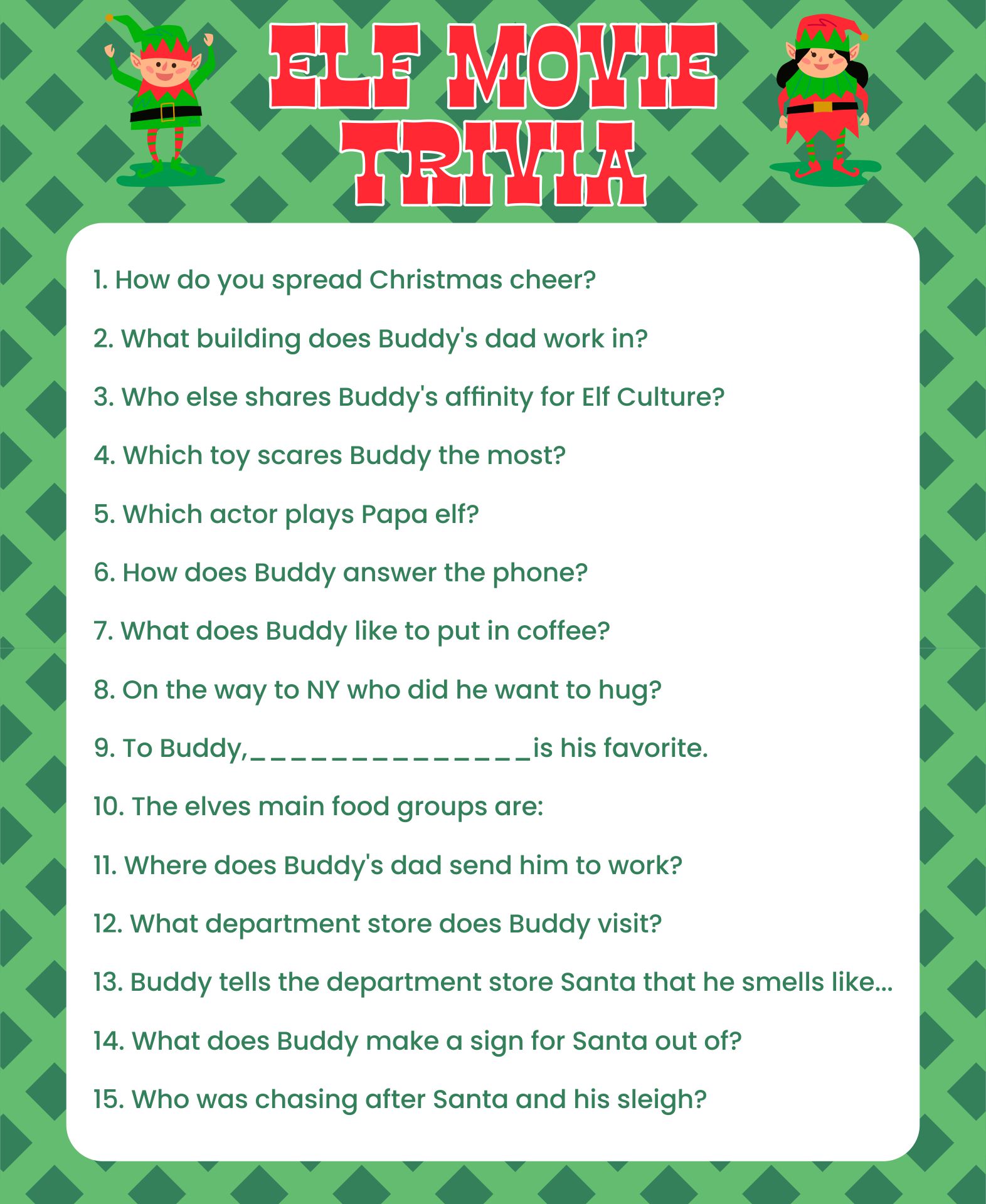 Printable Christmas Trivia Games