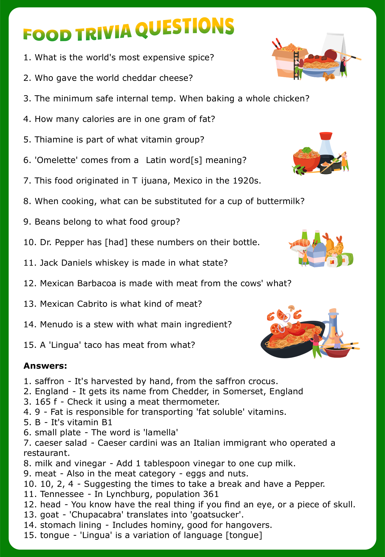 10 Best Printable Food Trivia Printablee Com