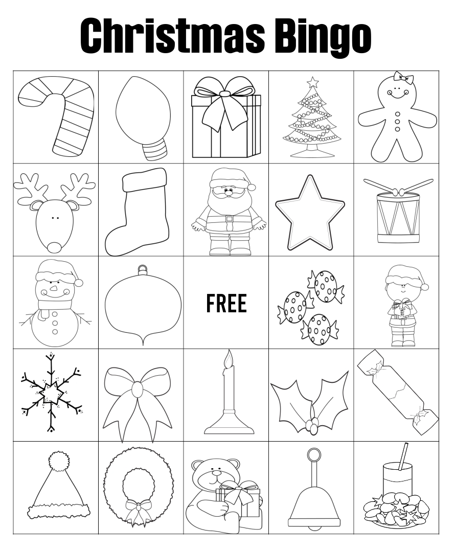 Black and White Printable Christmas Bingo