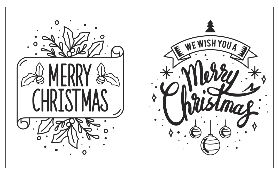 Black and White Holiday Christmas Cards Printables