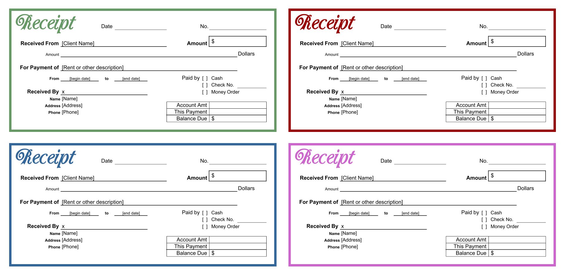 Blank Receipt Template Uk