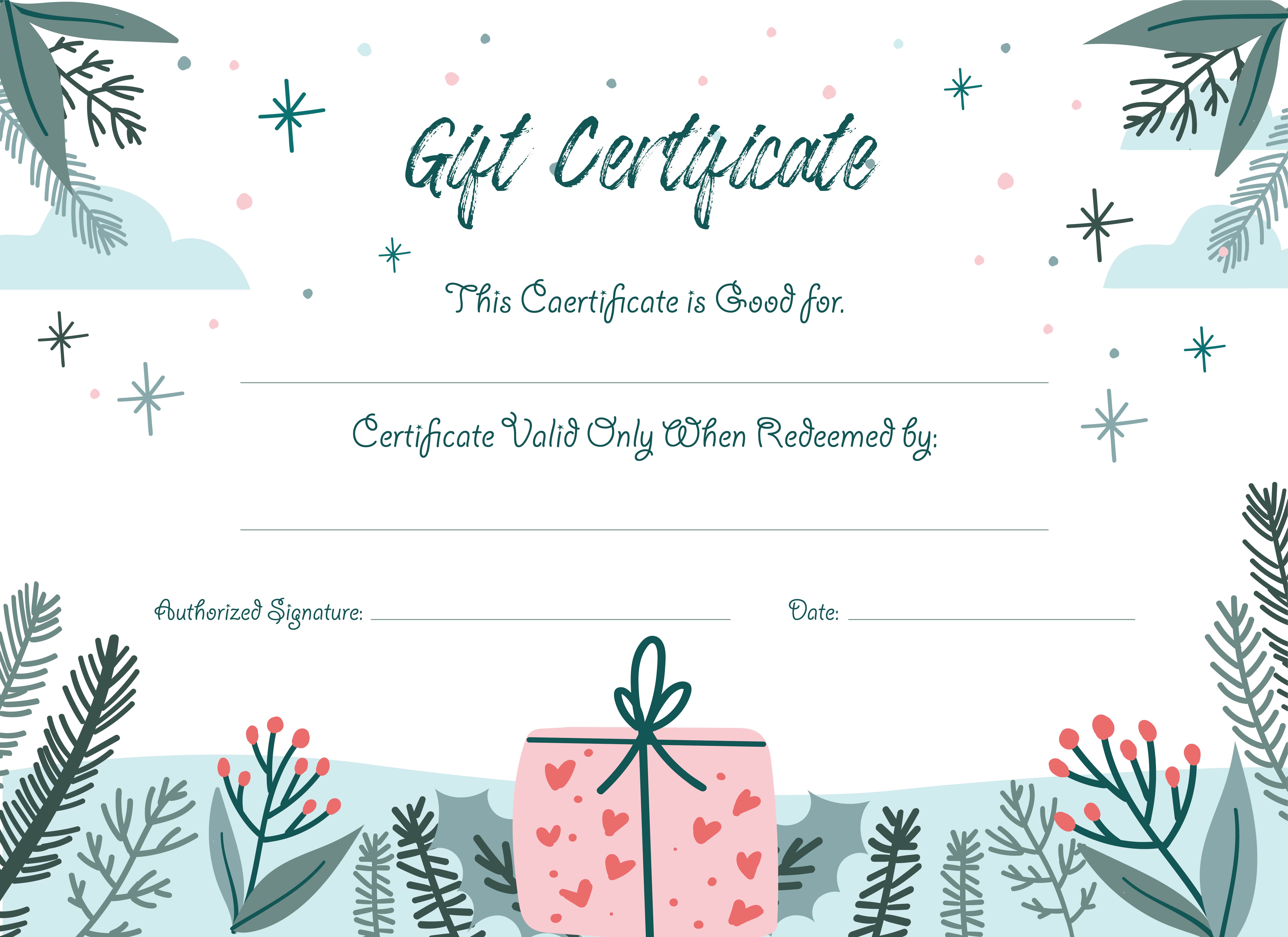 Blank Christmas Gift Certificate Template