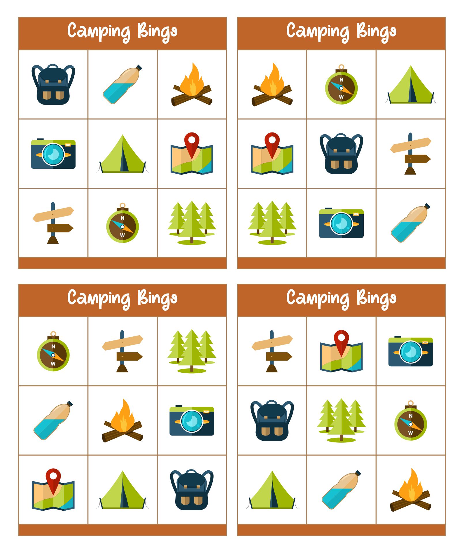 Camping Bingo Printable Game