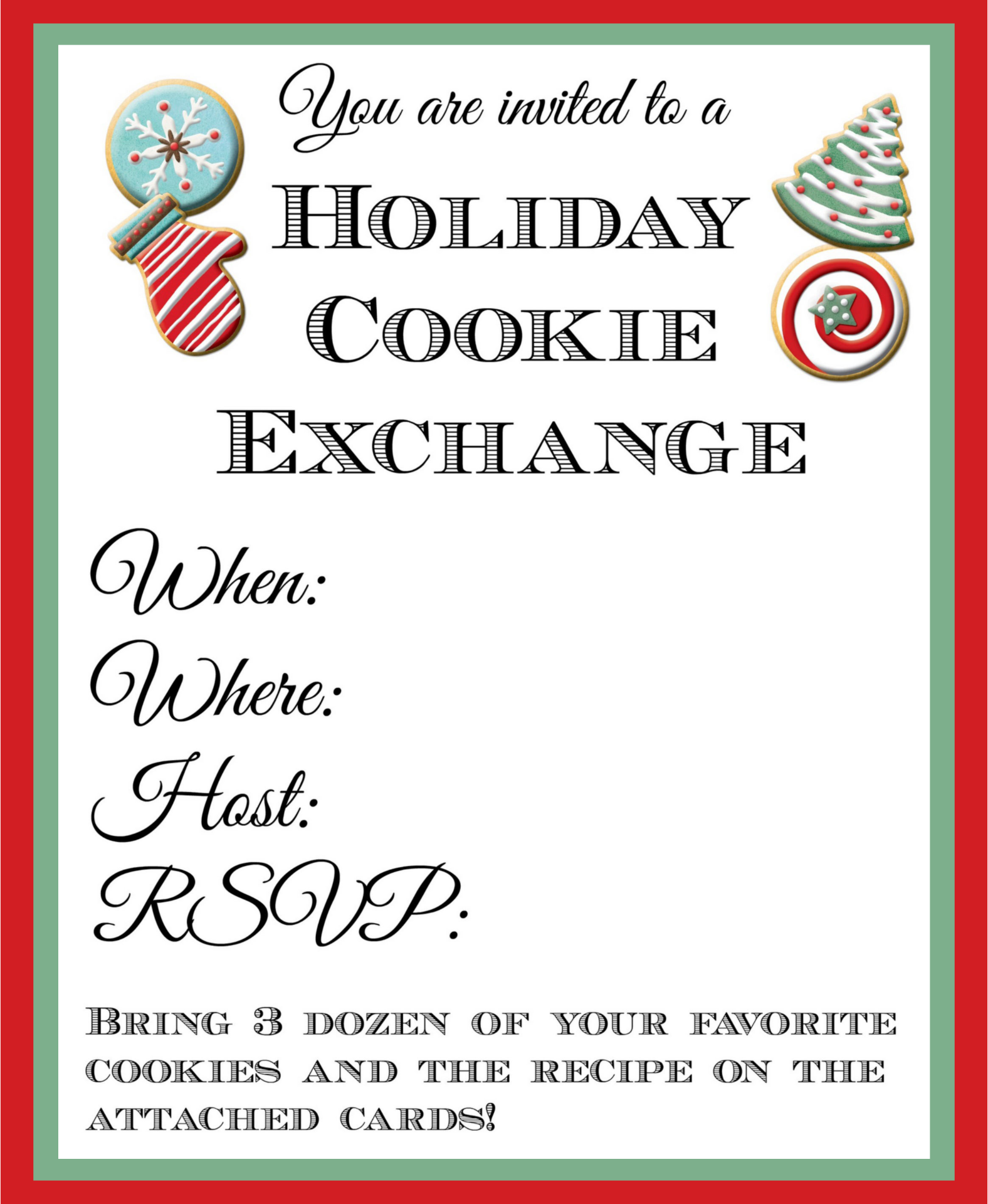 Christmas Cookie Exchange Invitation Wording