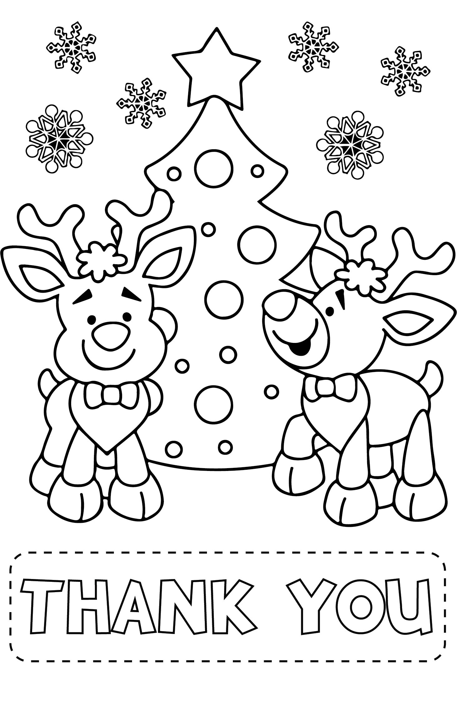 Christmas Printable Coloring Thank You Cards