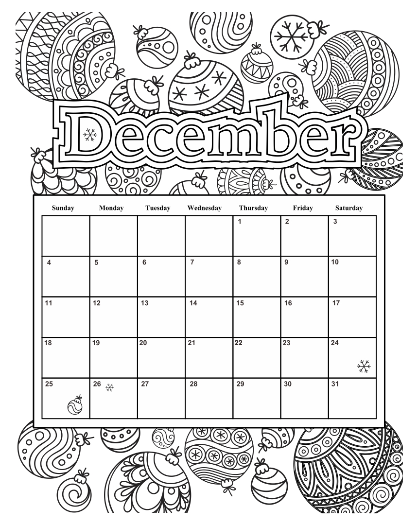 Coloring Pages Printable Calendar