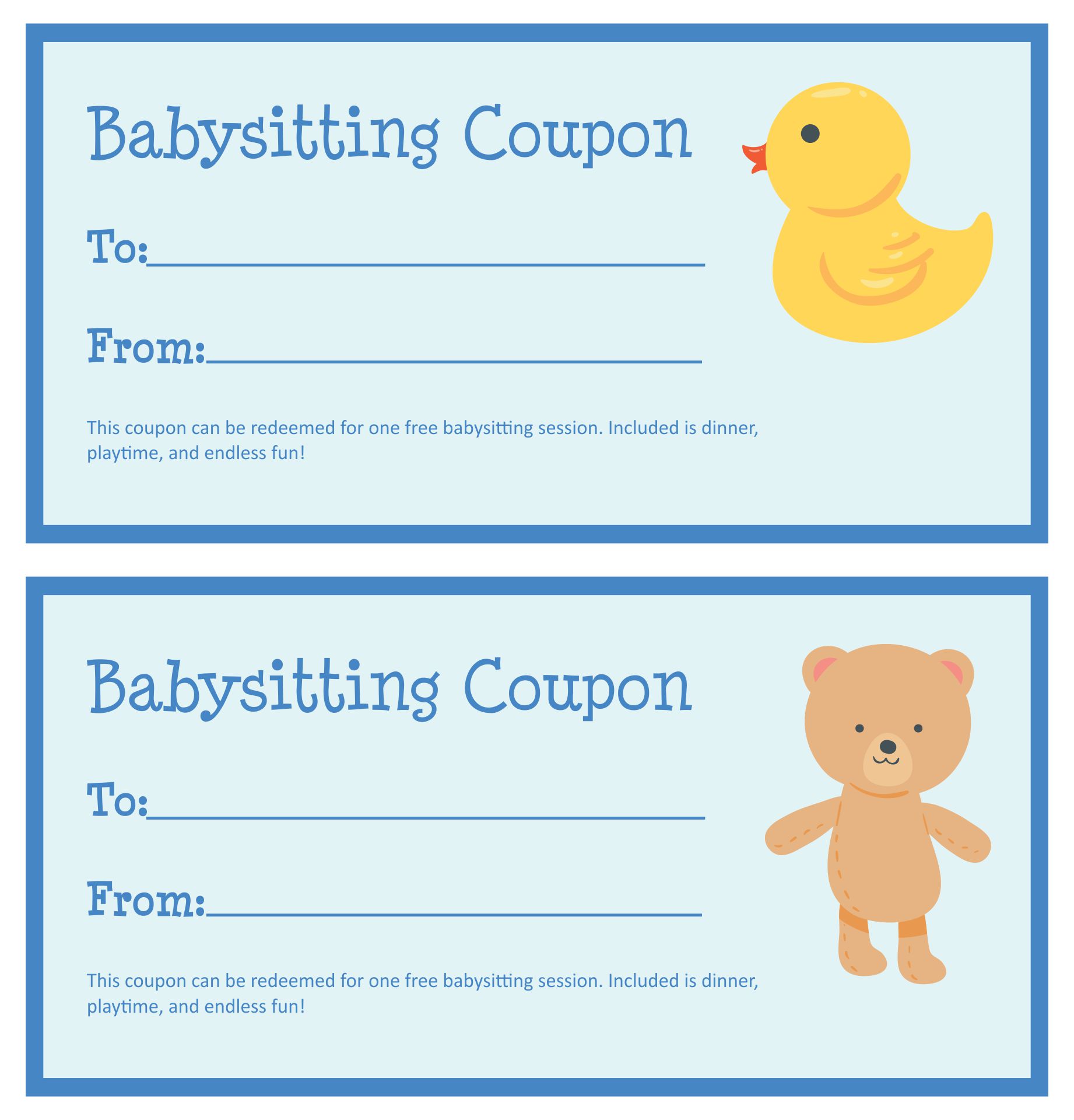 Printable Babysitting Coupons Enjoy Hassle Free Childcare 