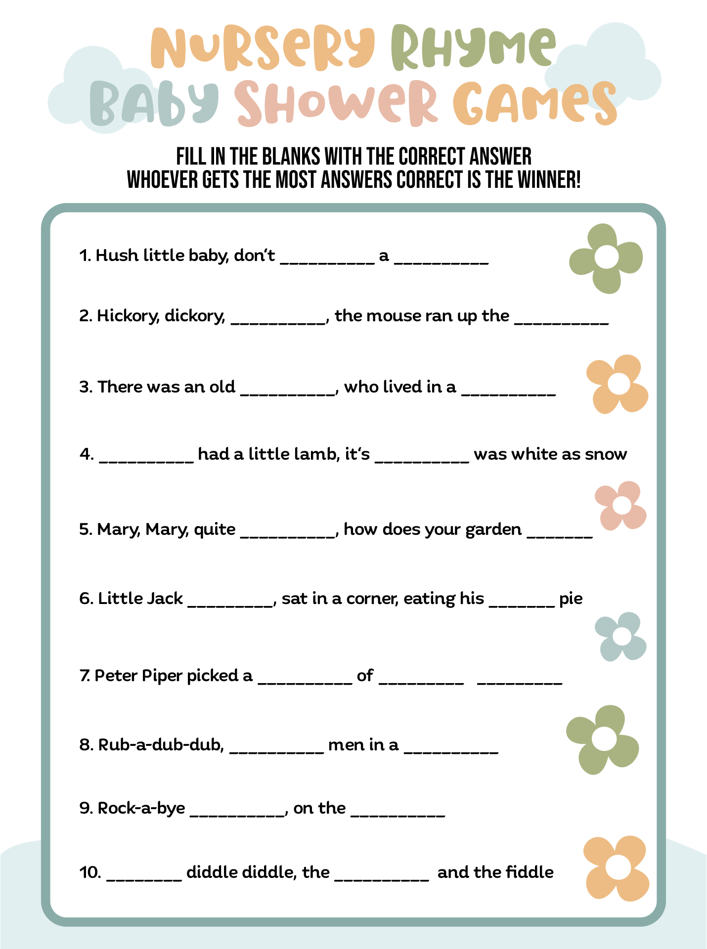 Free Printable Baby Shower Nursery Rhyme Games With Answer Key Prntbl concejomunicipaldechinu Free Printable Baby Shower Nursery Rhyme Games With Answer Key Prntbl concejomunicipaldechinu