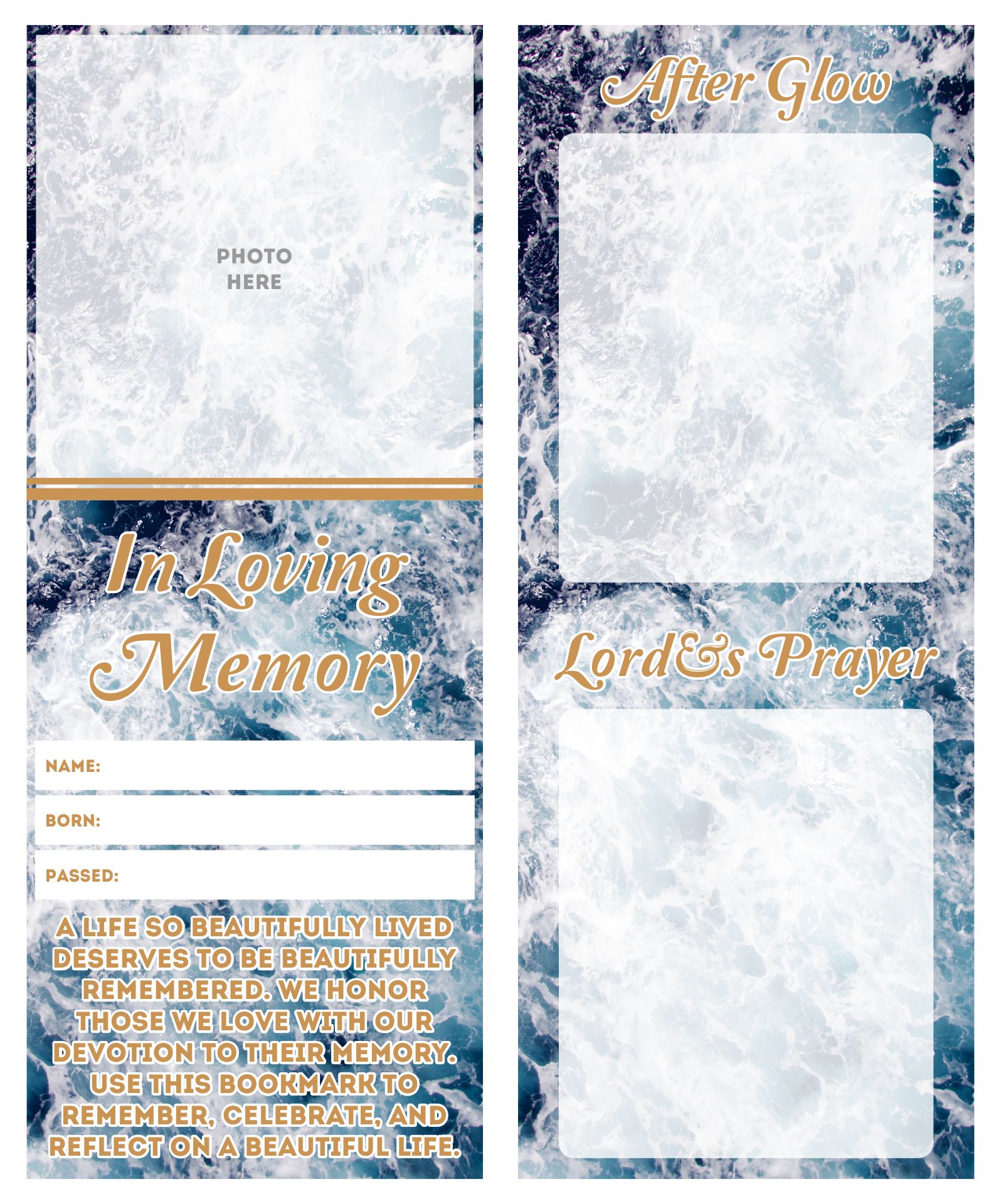 Ocean Memorial Bookmark Printable