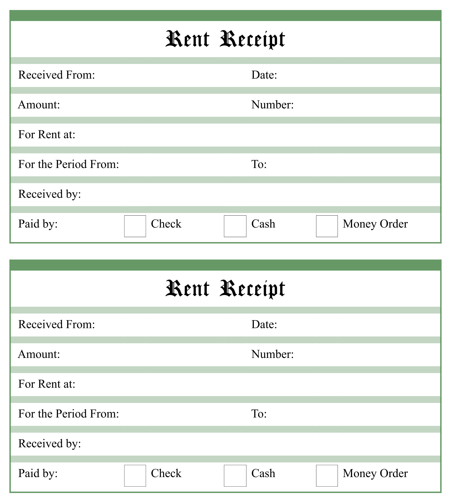 Printable Rent Receipts PDF