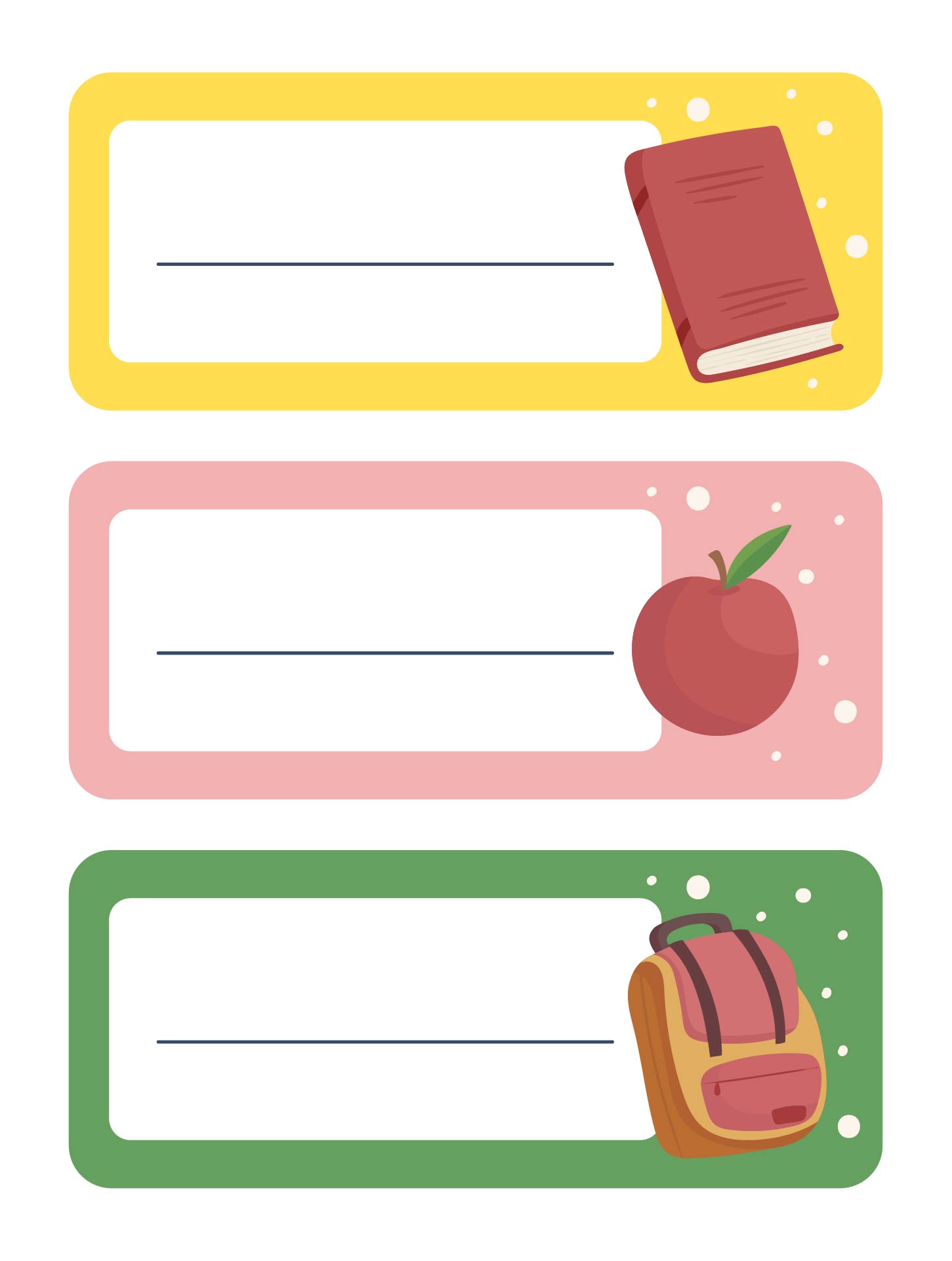 School Subject Labels Printable