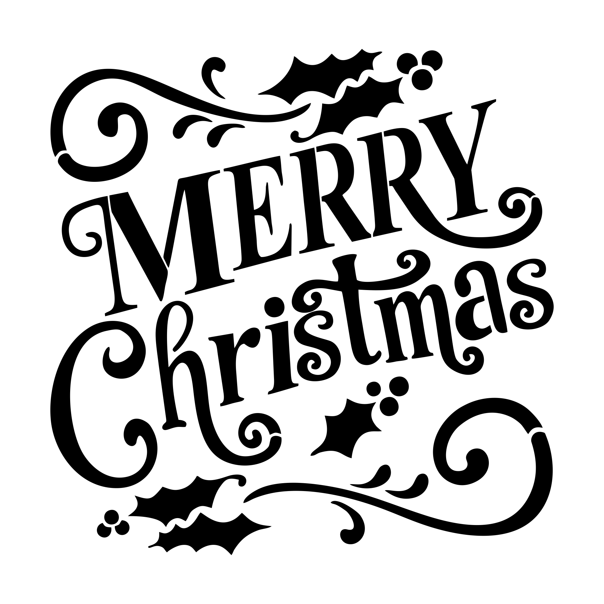 Merry Christmas Stencil Printable - Printable World Holiday