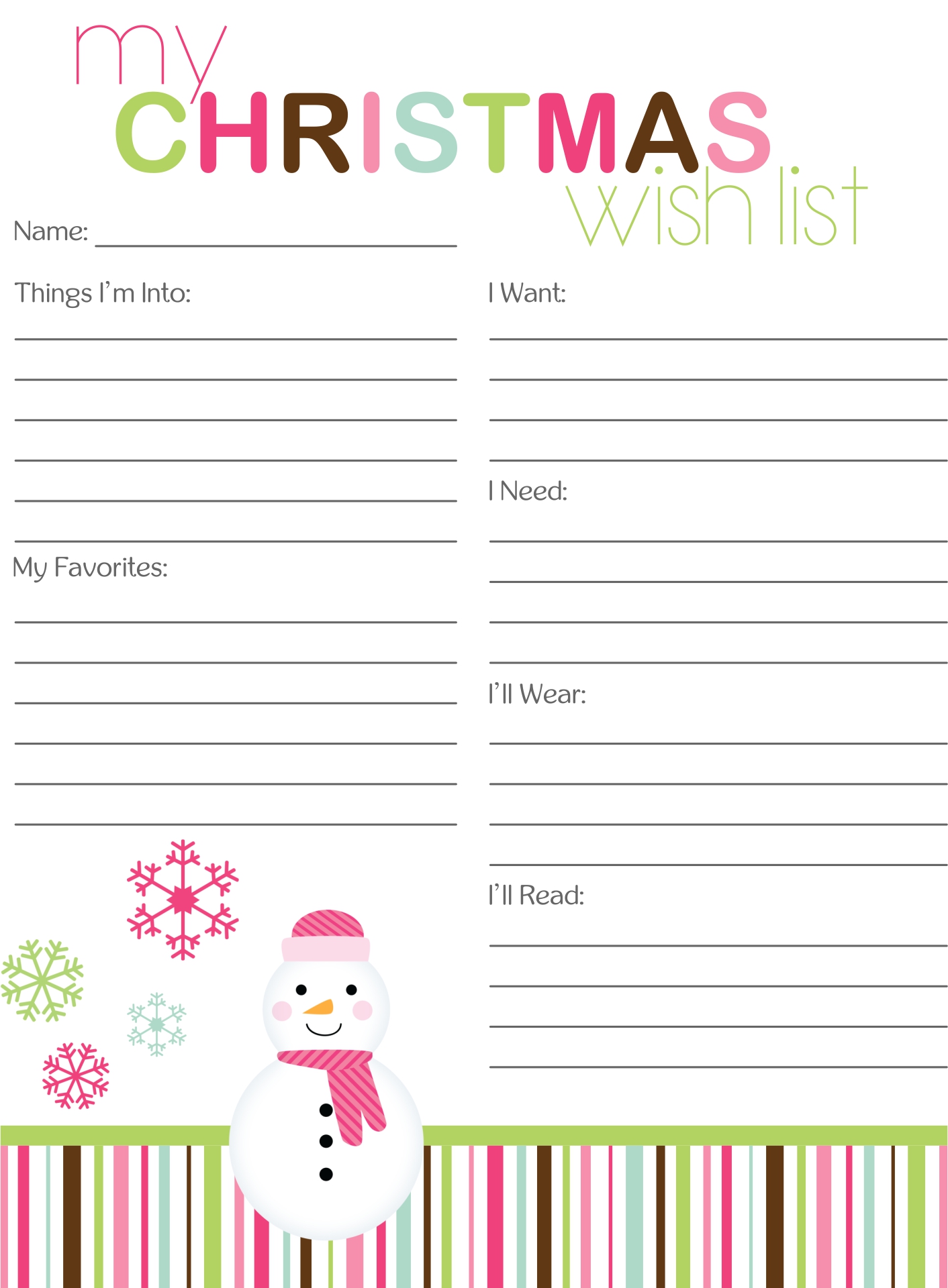 My Christmas Wish List Printable
