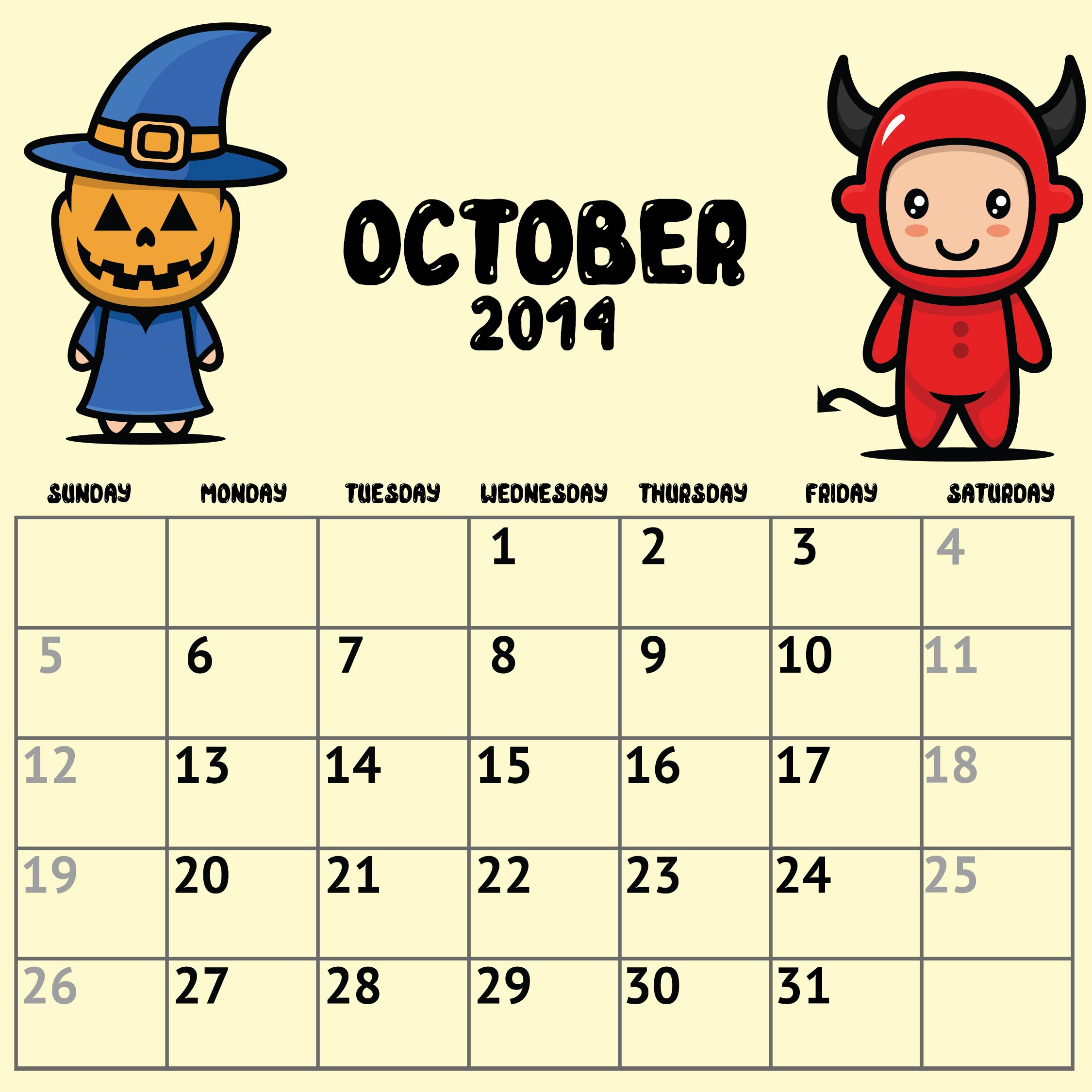 10 Best Halloween October 15 Calendar Printable Printablee Com