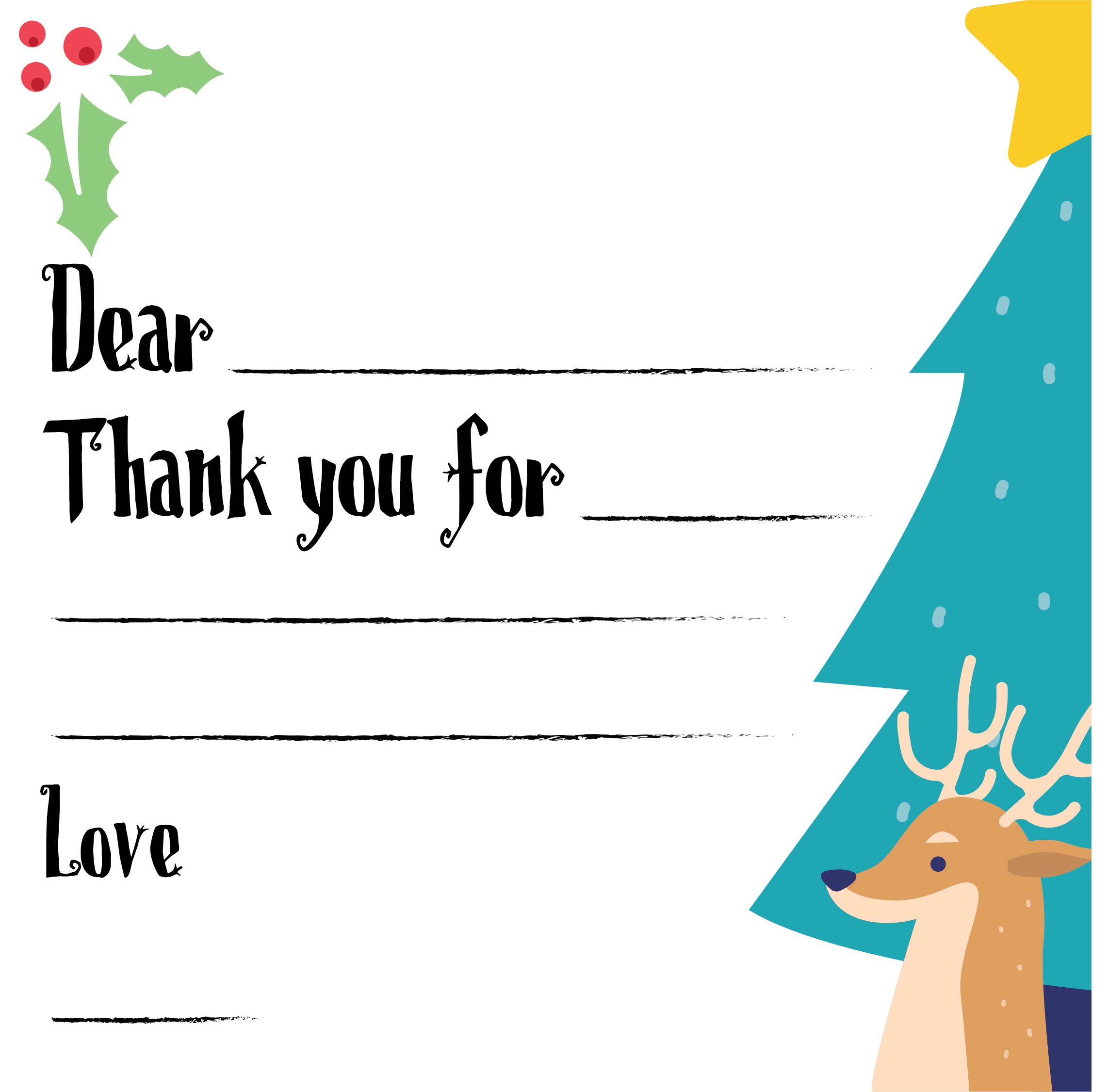 Printable Christmas Thank You Notes