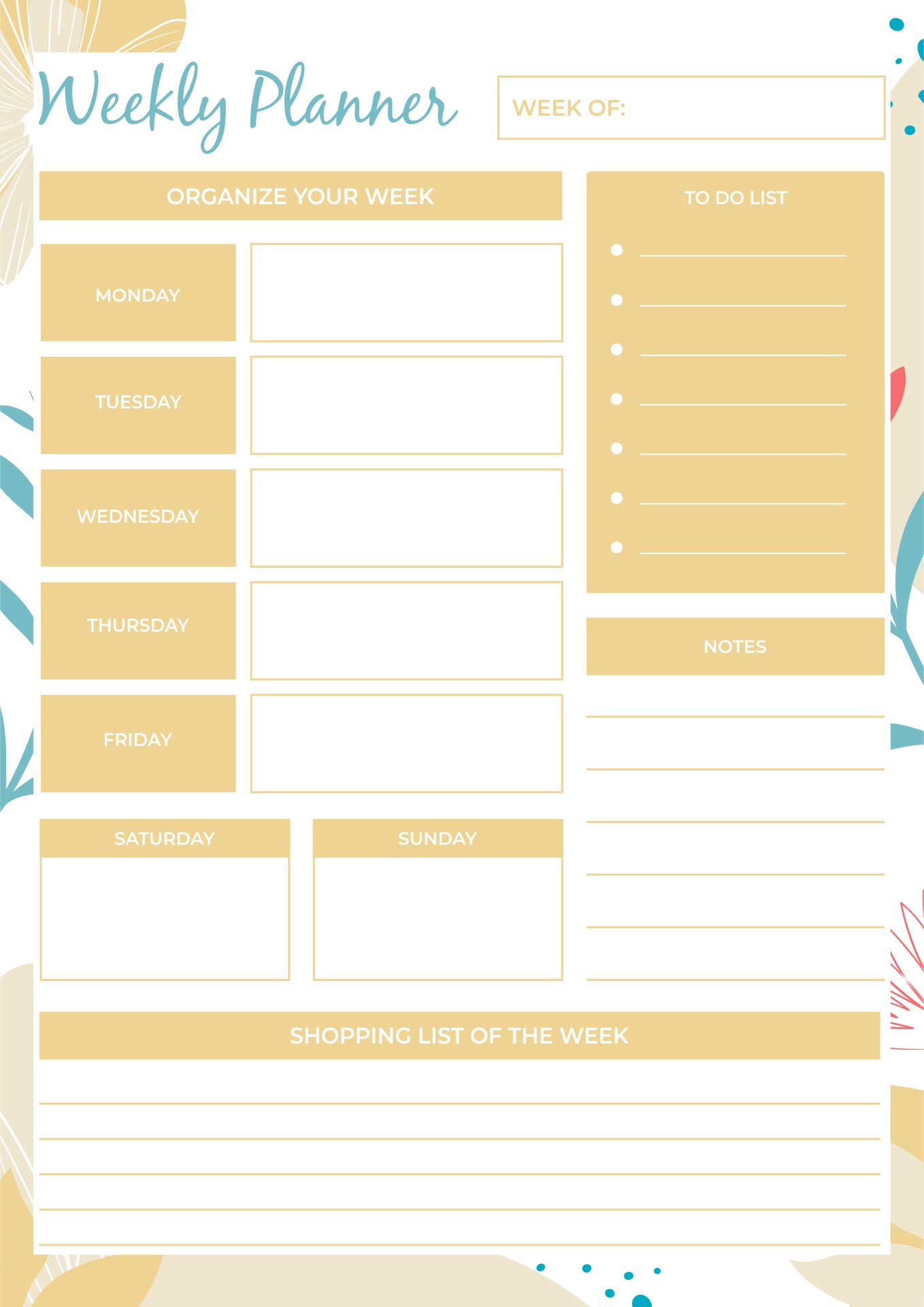 Weekly Calendar Printable Pages