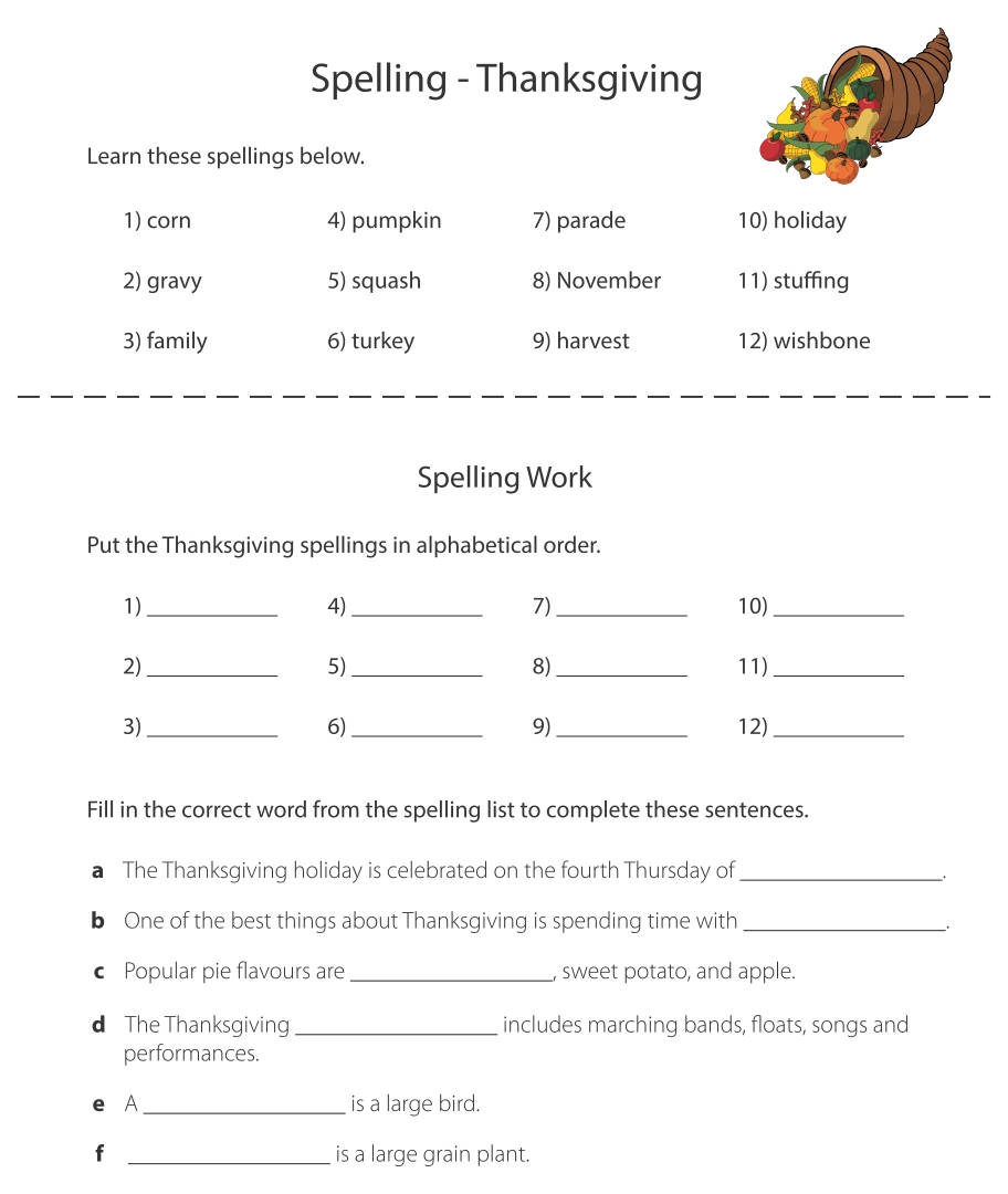 Printable Thanksgiving Activities Sheets