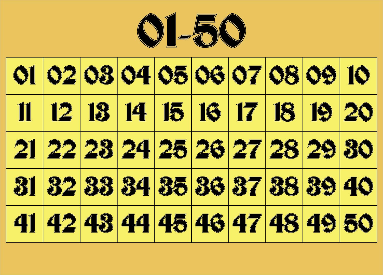 Free Printable Numbers 1 50 - Printable Templates Free