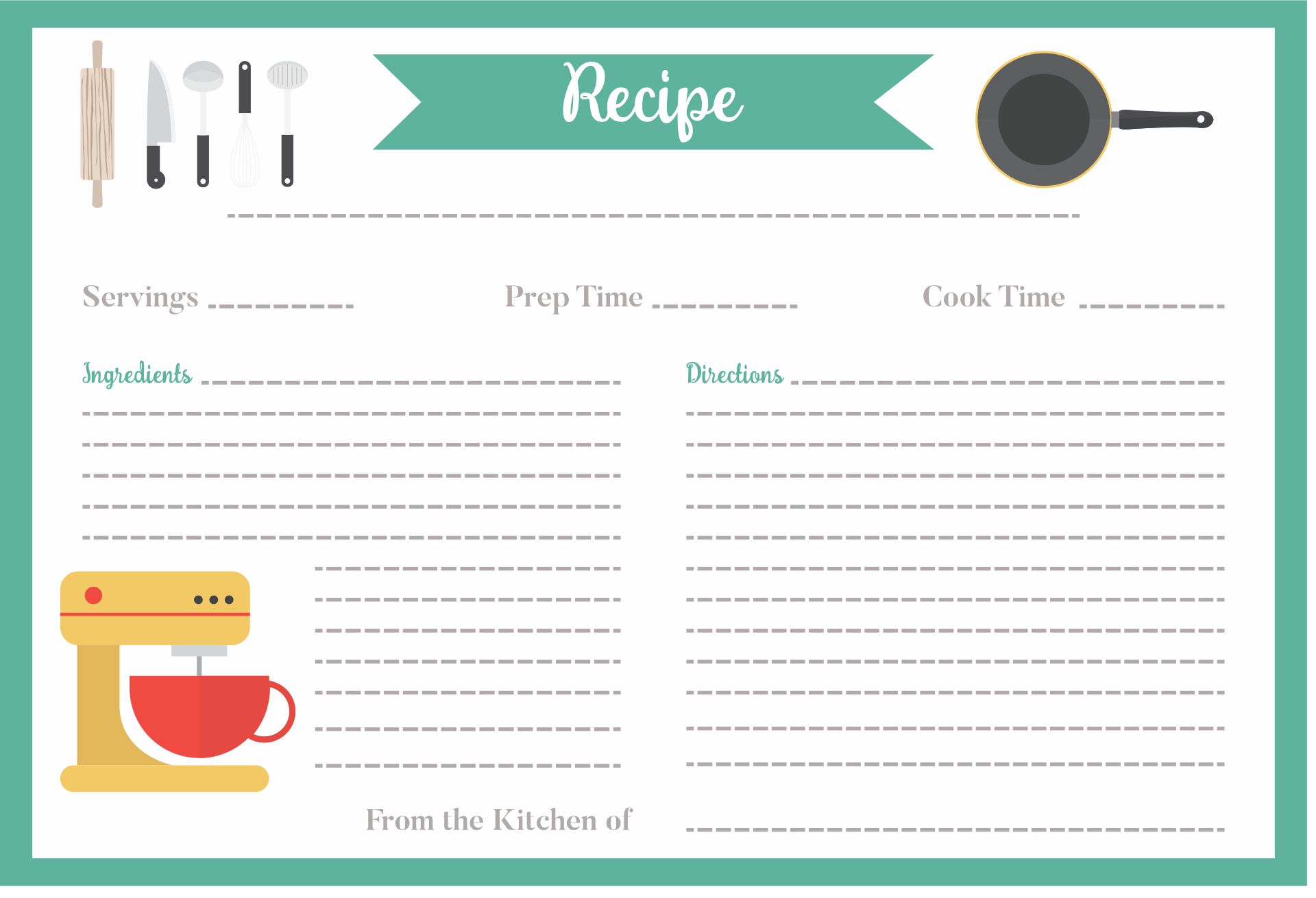 Free Printable 4x6 Recipe Card Template