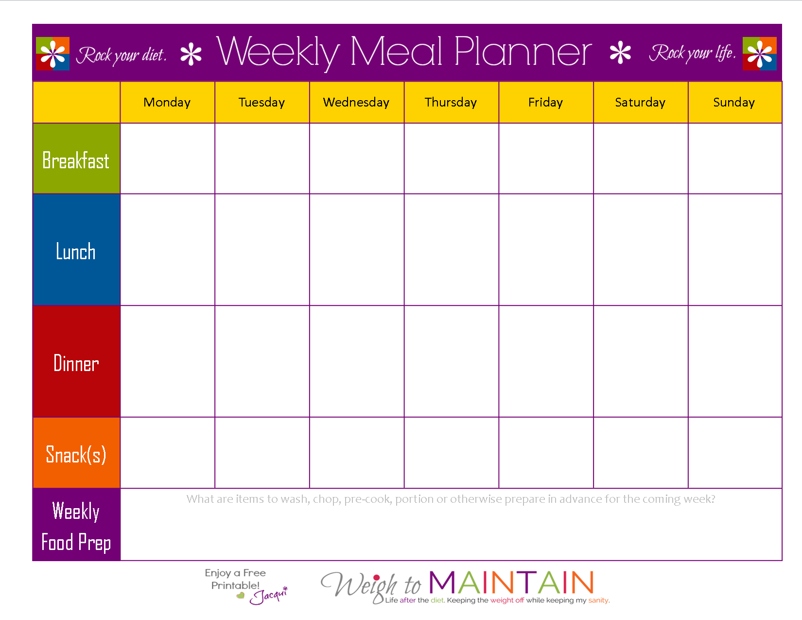 21 Day Fix Meal Plan Template