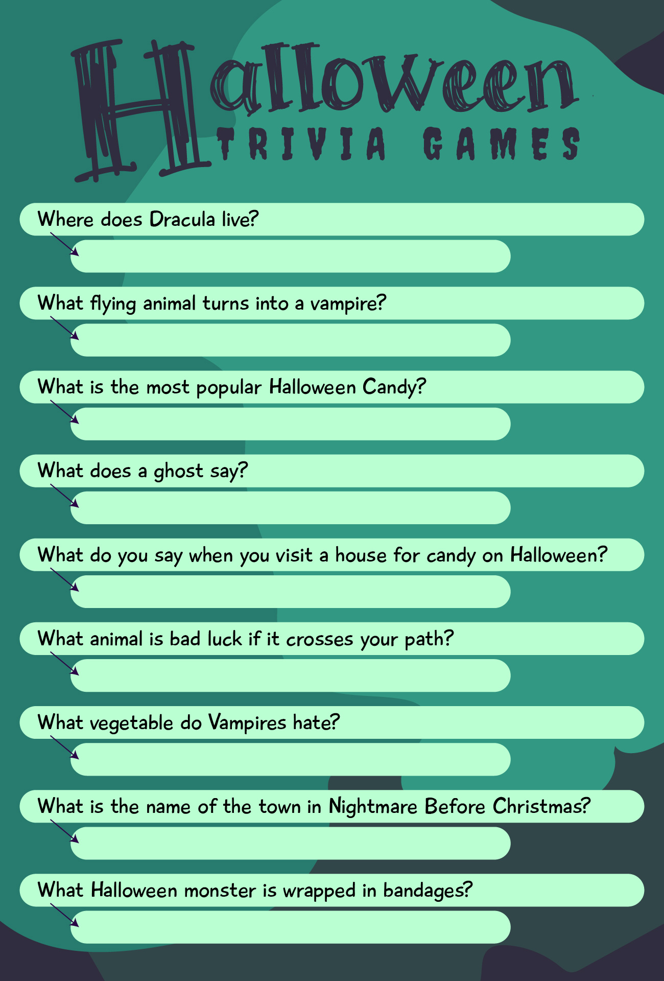 Free Halloween Trivia Printables Printable World Holiday