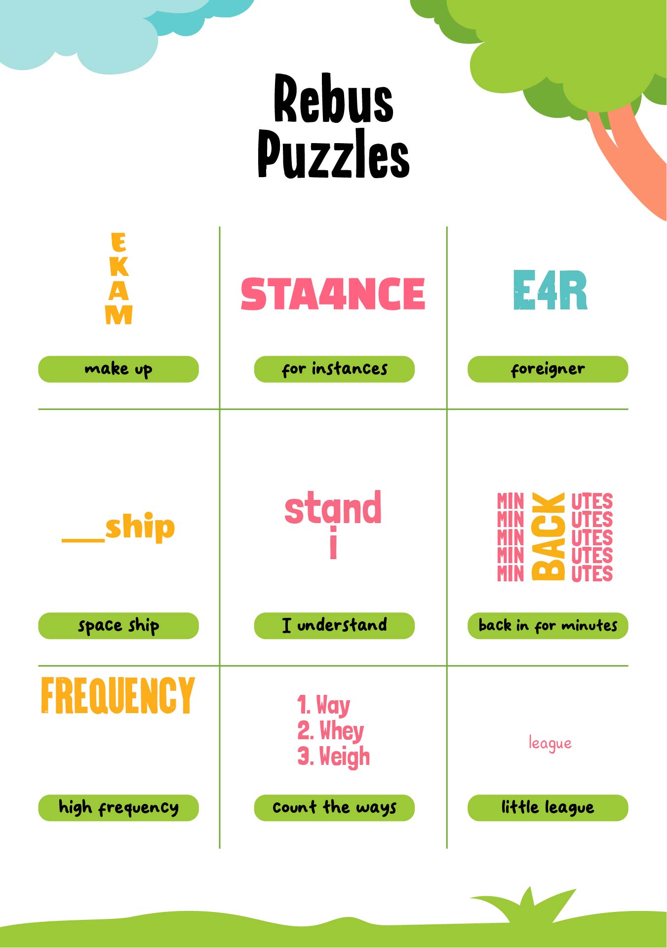 Printable Rebus Puzzles with Answers