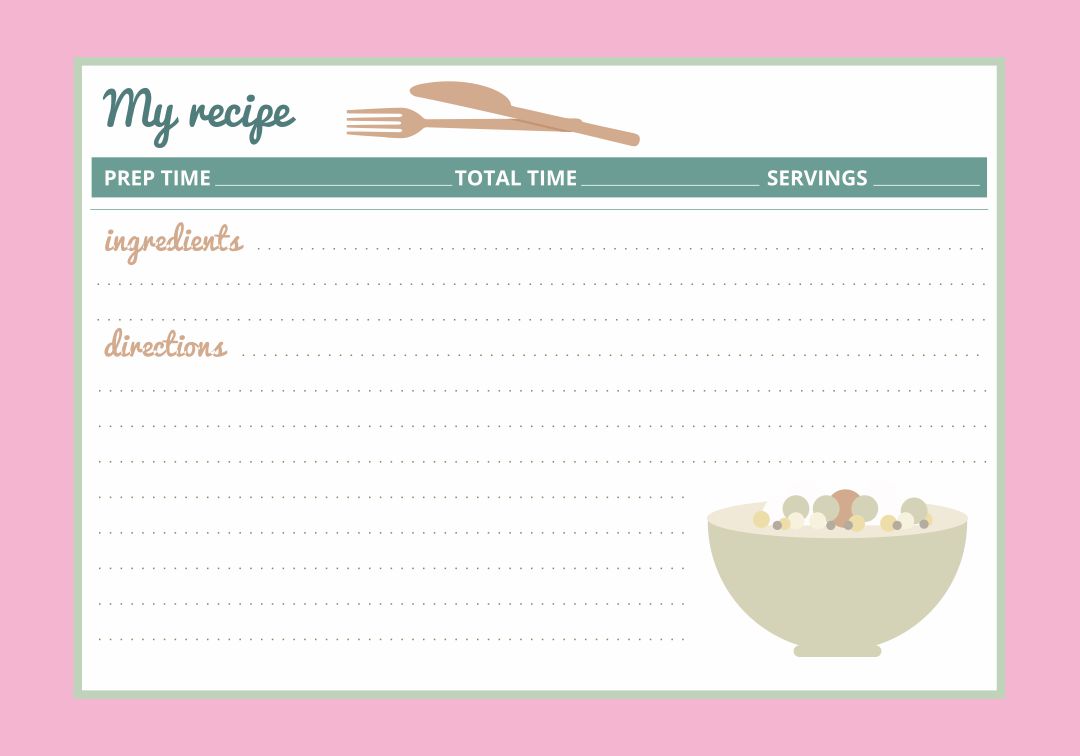  Printable Vintage Recipe Cards 4X6