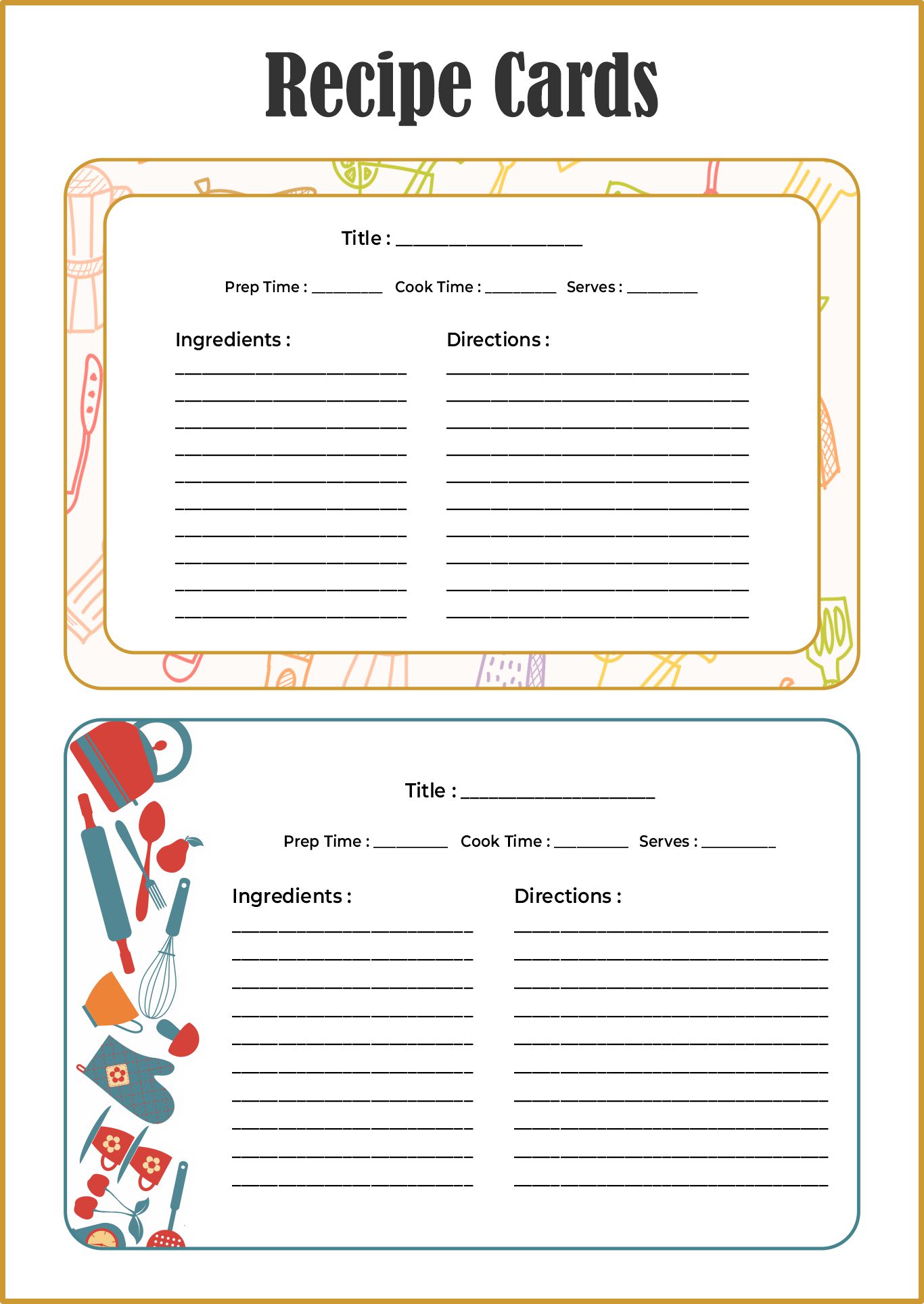 Coffee Time And Tea Time 4 Recipe Card Set Coffee And Tea Recipe Cards 