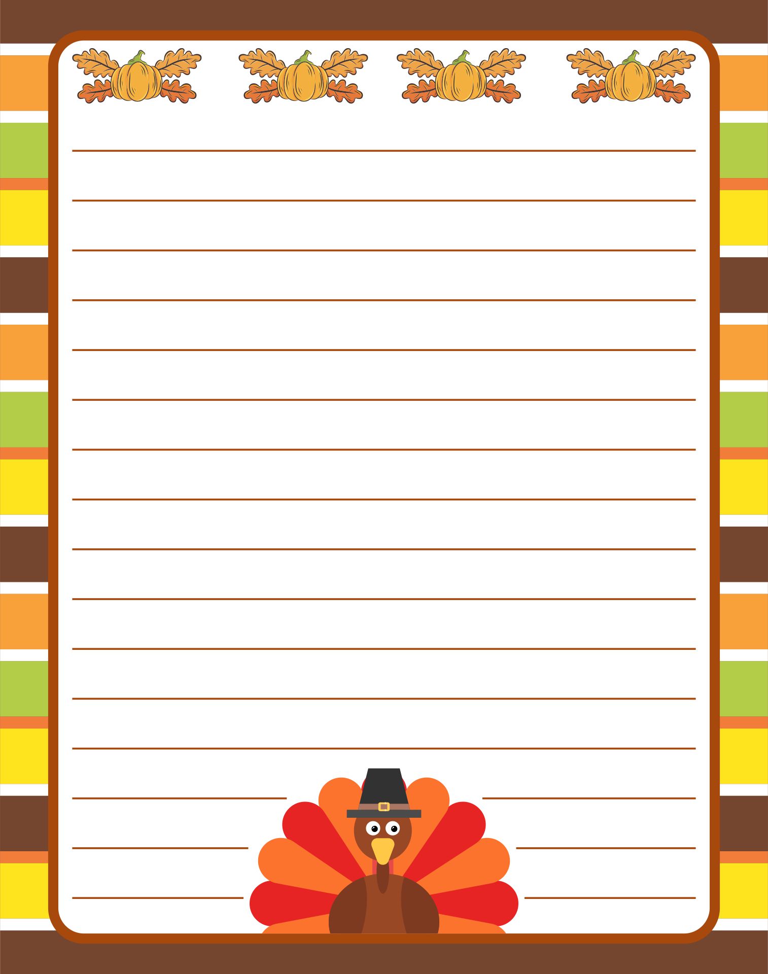 Thanksgiving Printable Writing Paper for Kids
