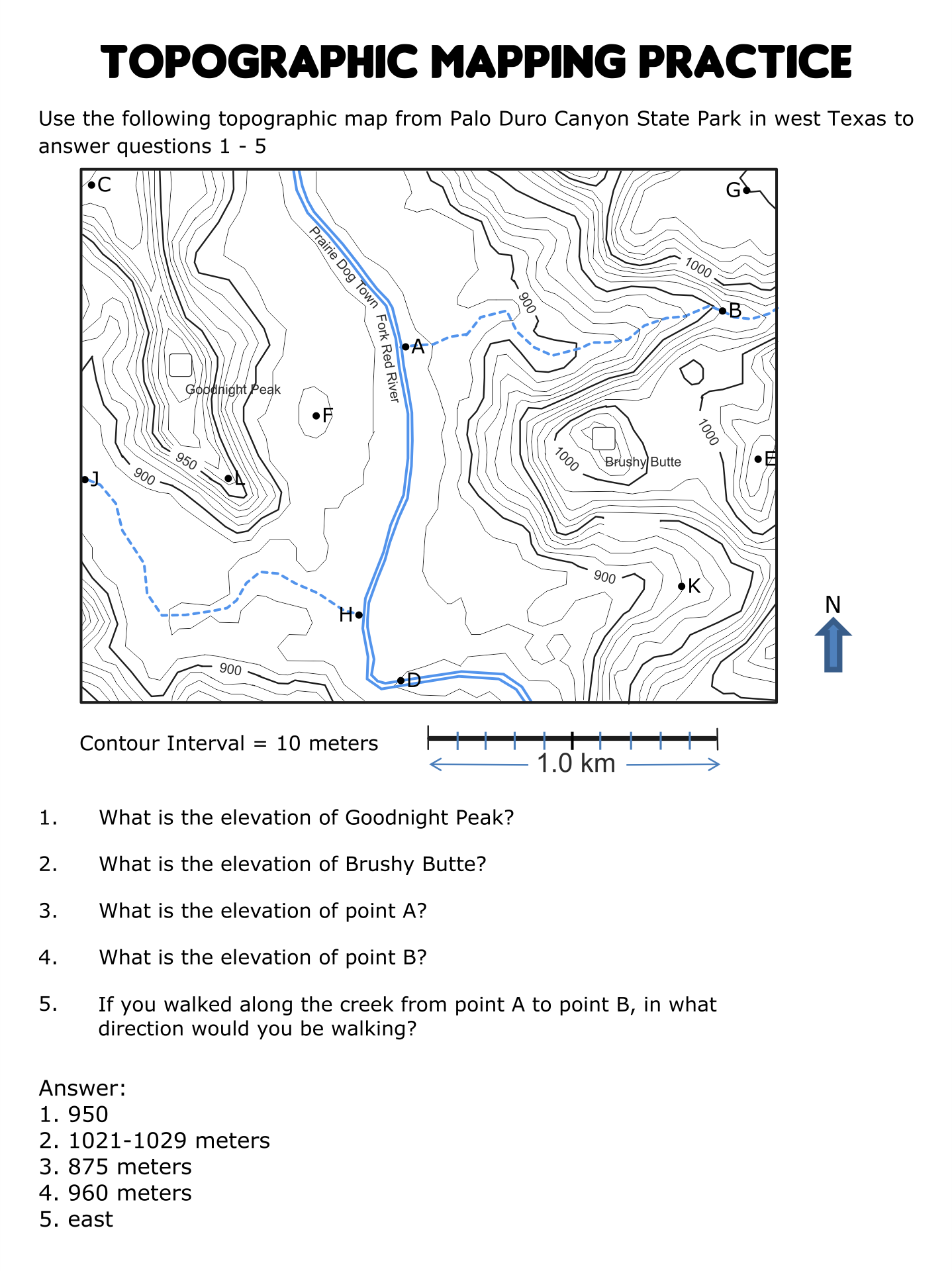 10 Best Topographic Map Worksheets Printable