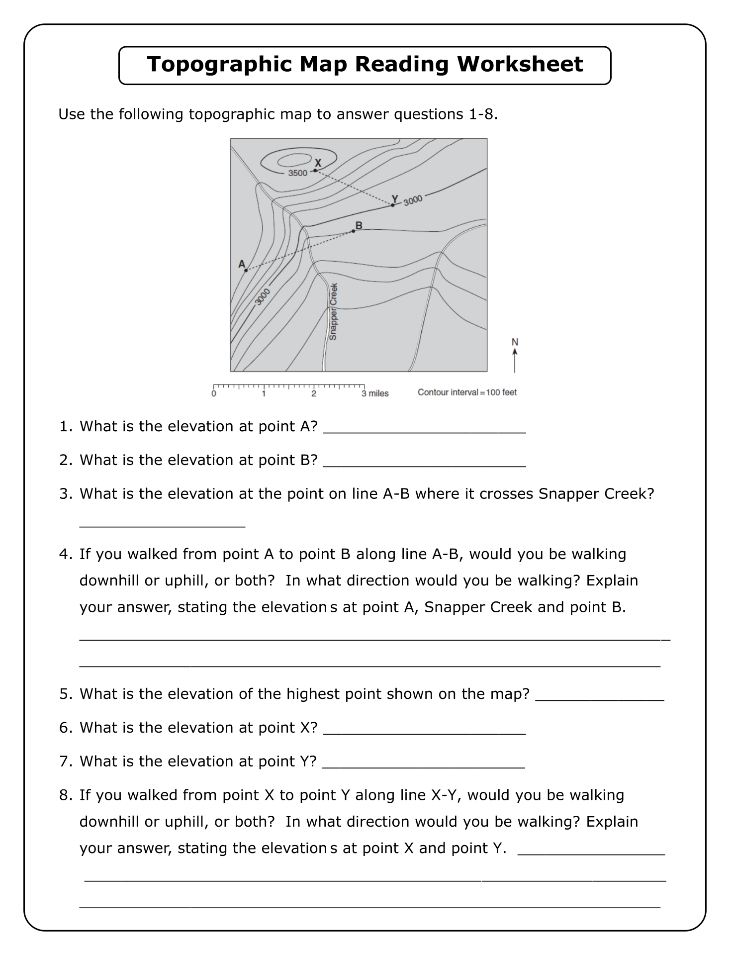 11 Best Topographic Map Worksheets Printable - printablee.com With Topographic Map Reading Worksheet