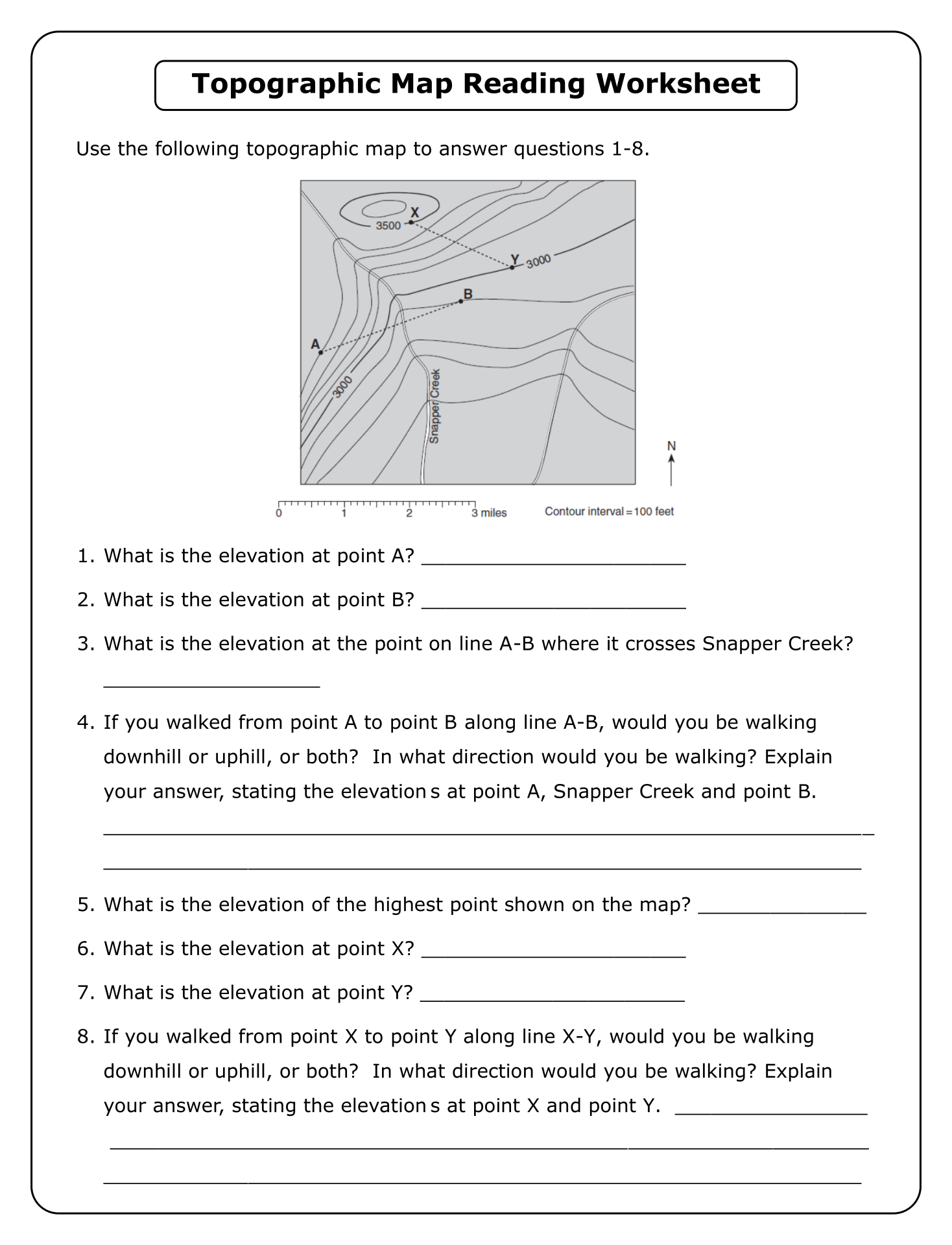 6 Best Topographic Map Worksheets Printable Printablee Com